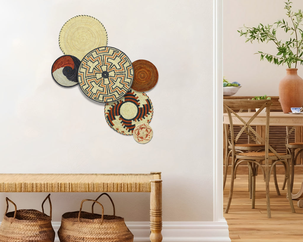 Set of 6 Handwoven wall baskets SET-373-6 N