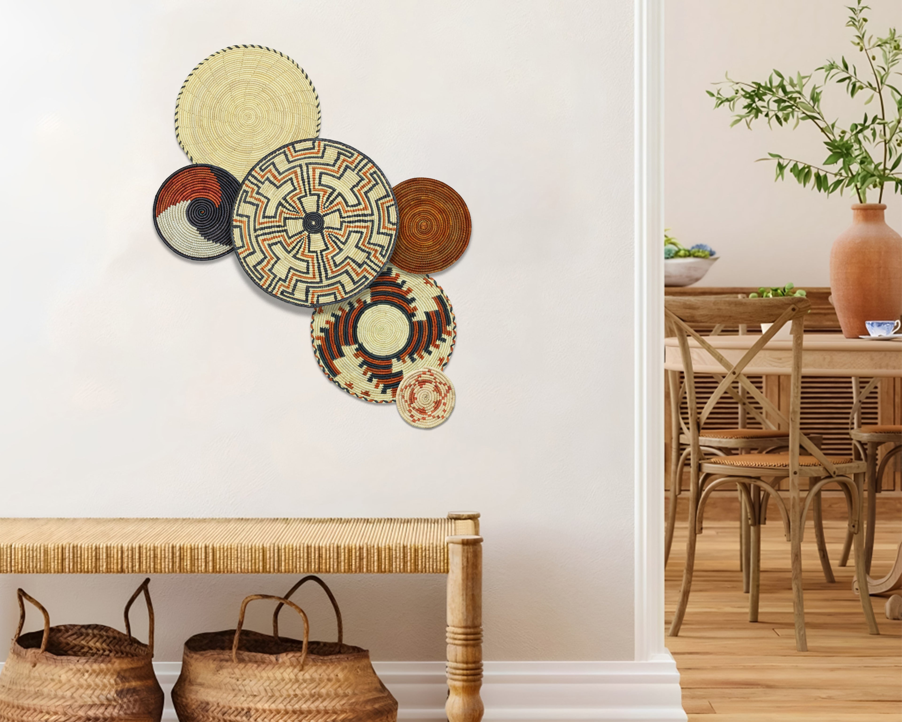 Set of 6 Handwoven wall baskets SET-373-6 N