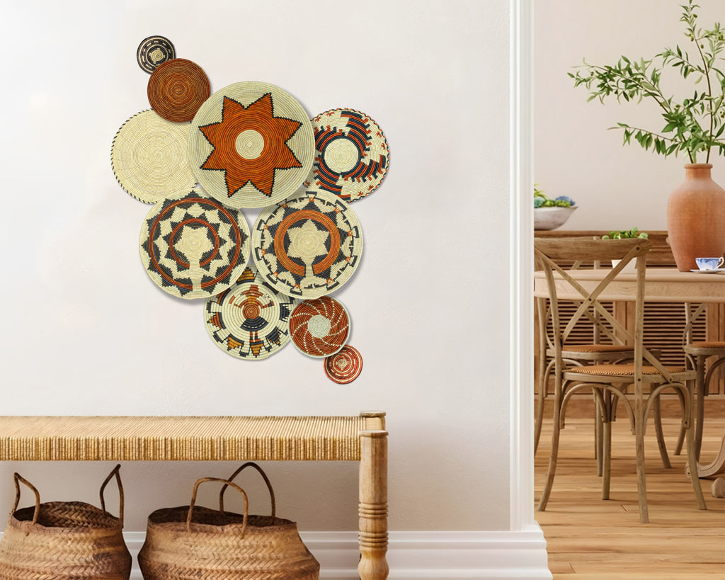 Set of 10 Handwoven wall baskets SET-400-10 N