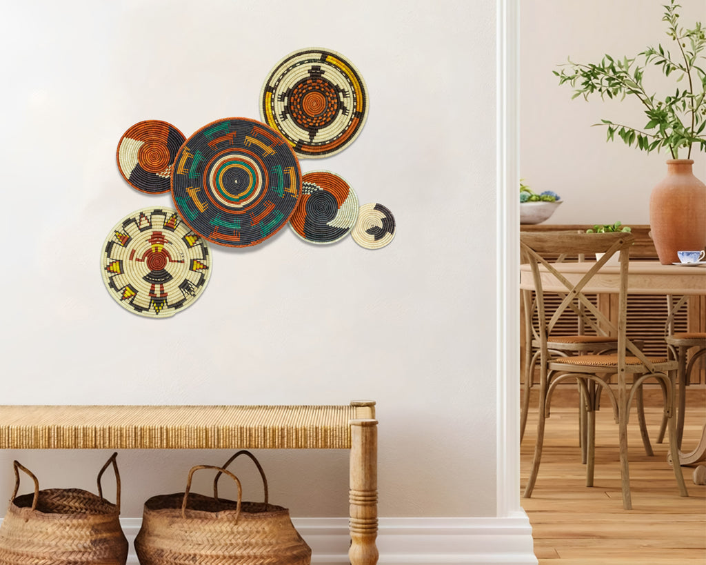 Set of 6 Handwoven wall baskets SET-390-6 N