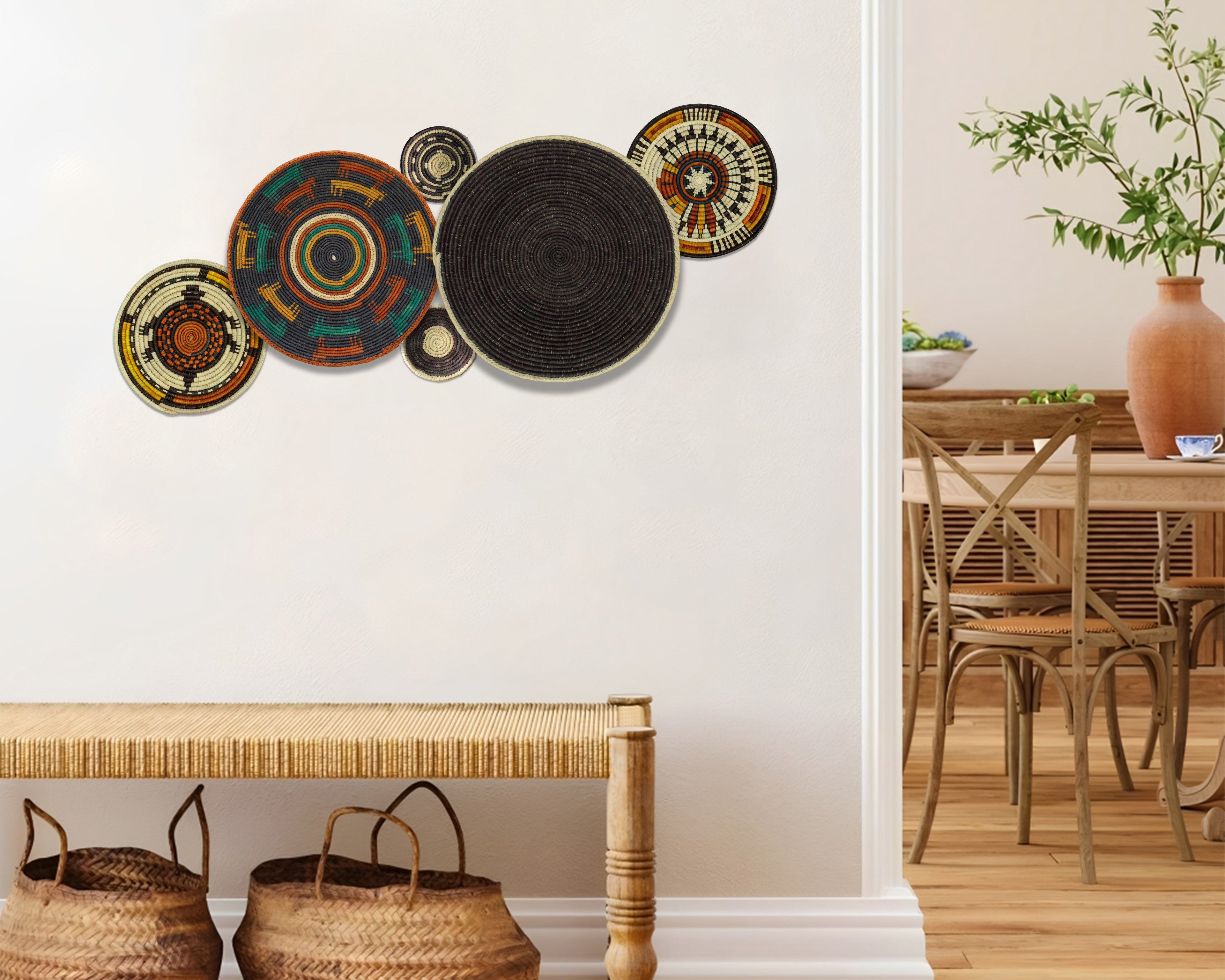 Set of 6 Handwoven wall baskets SET-299-6 N