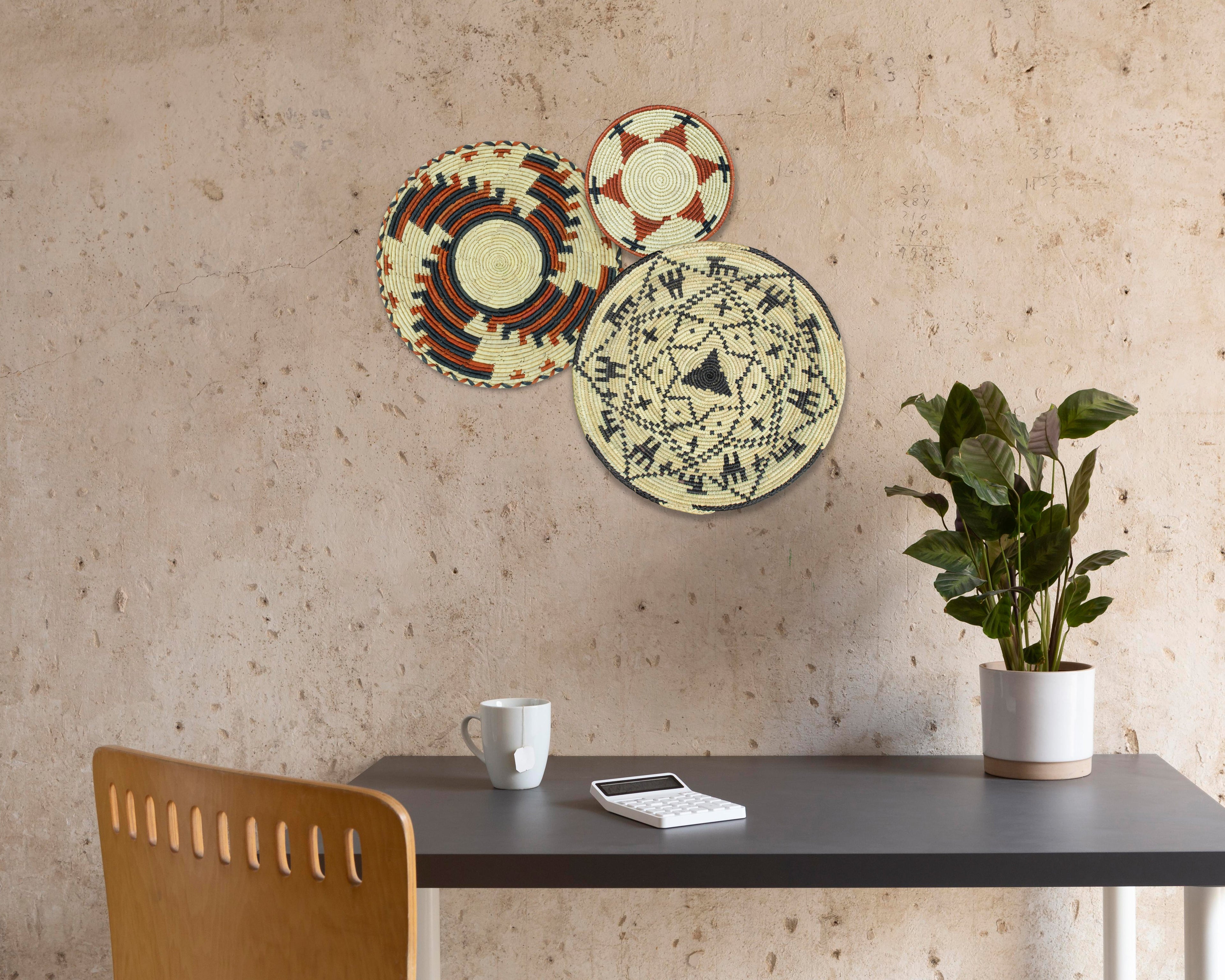 Set of 3 Handwoven wall baskets SET-212-3 N