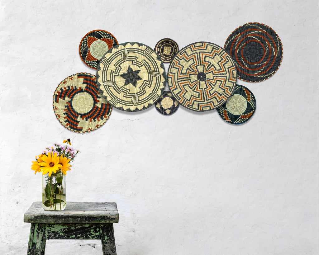 Set of 8 Handwoven wall baskets SET-254-8 N