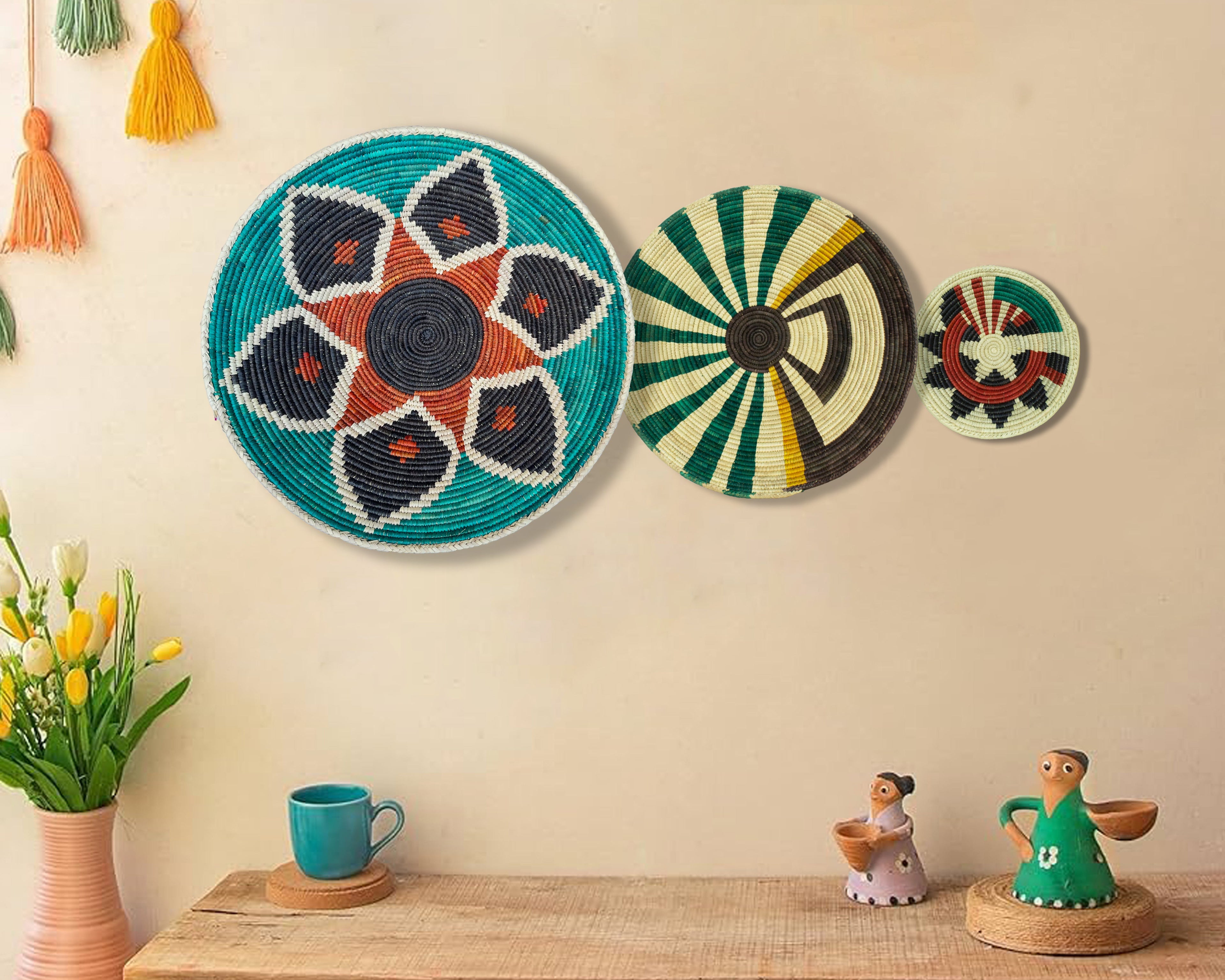 Set of 3 Handwoven wall baskets SET-206-3 N