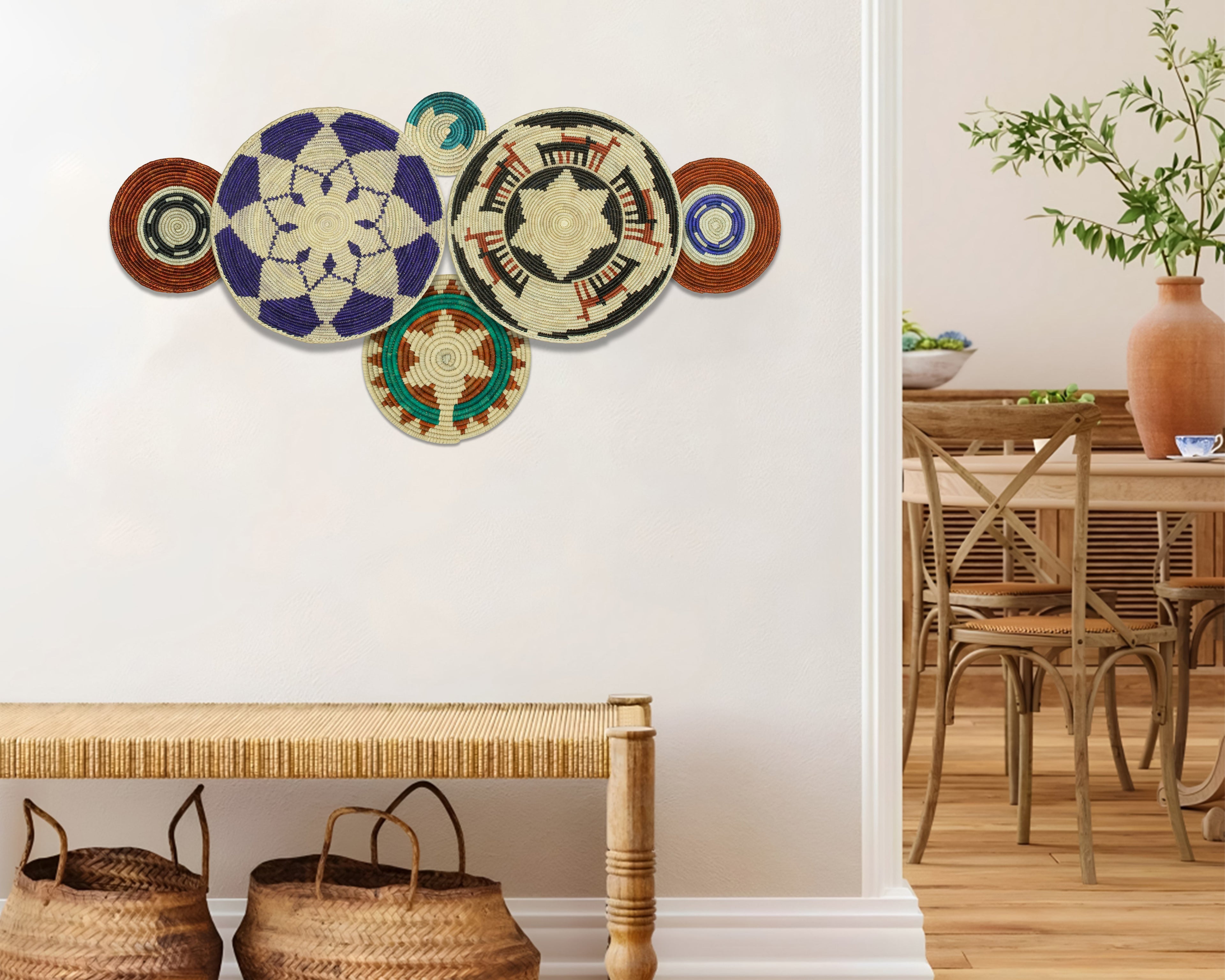 Set of 6 Handwoven wall baskets SET-293-6 N