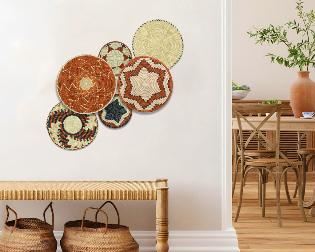 Set of 6 Handwoven wall baskets SET-274-6 N