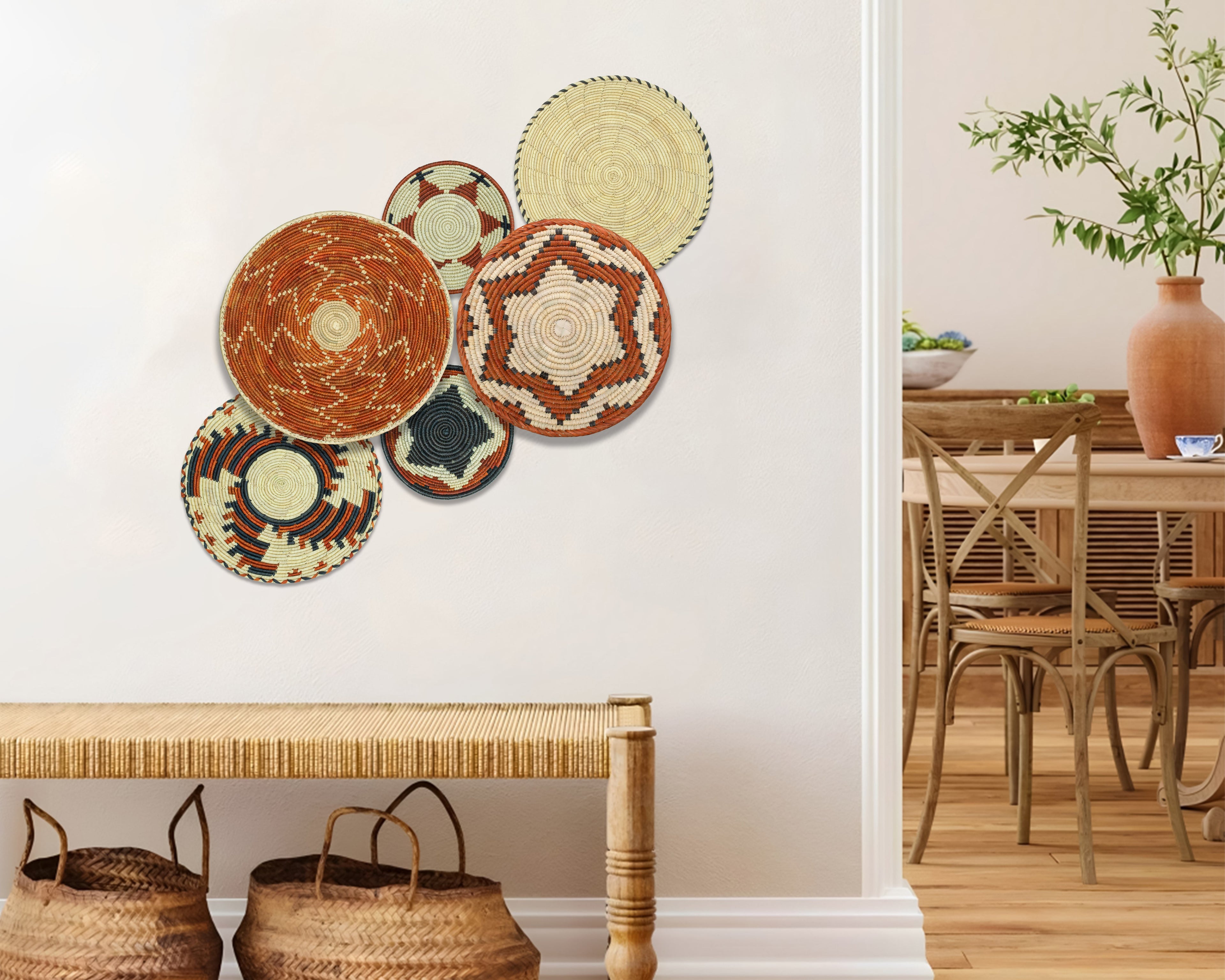 Set of 6 Handwoven wall baskets SET-274-6 N