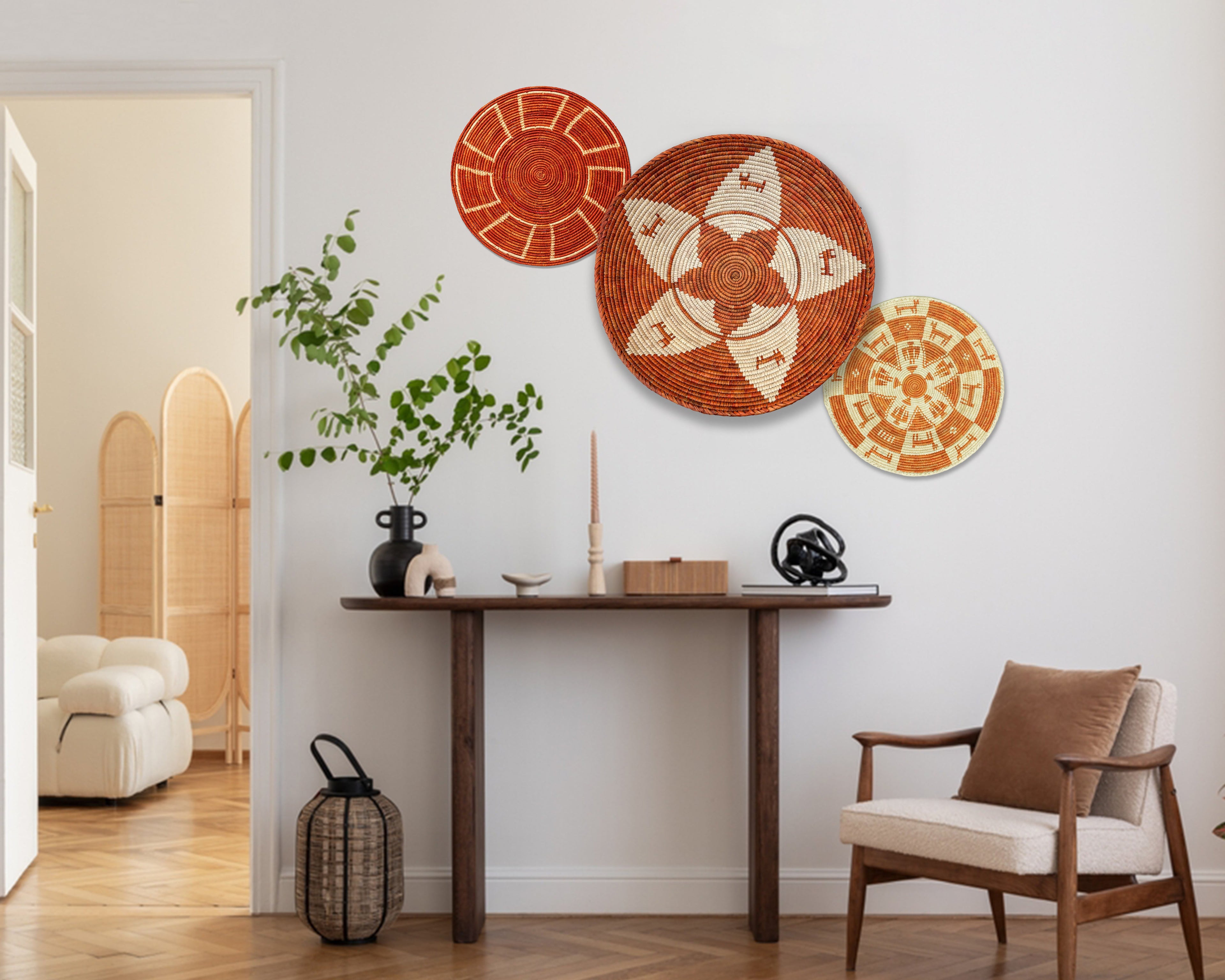 Set of 3 Handwoven wall baskets SET-203-3 N