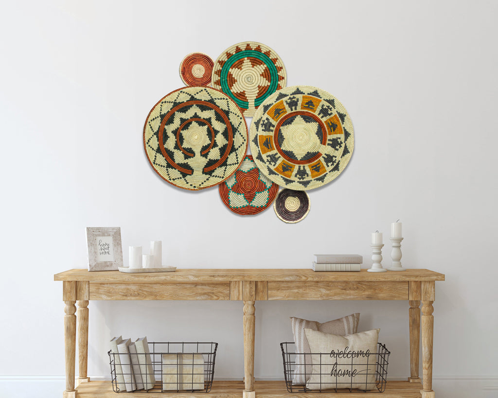 Set of 6 Handwoven wall baskets SET-287-6 N