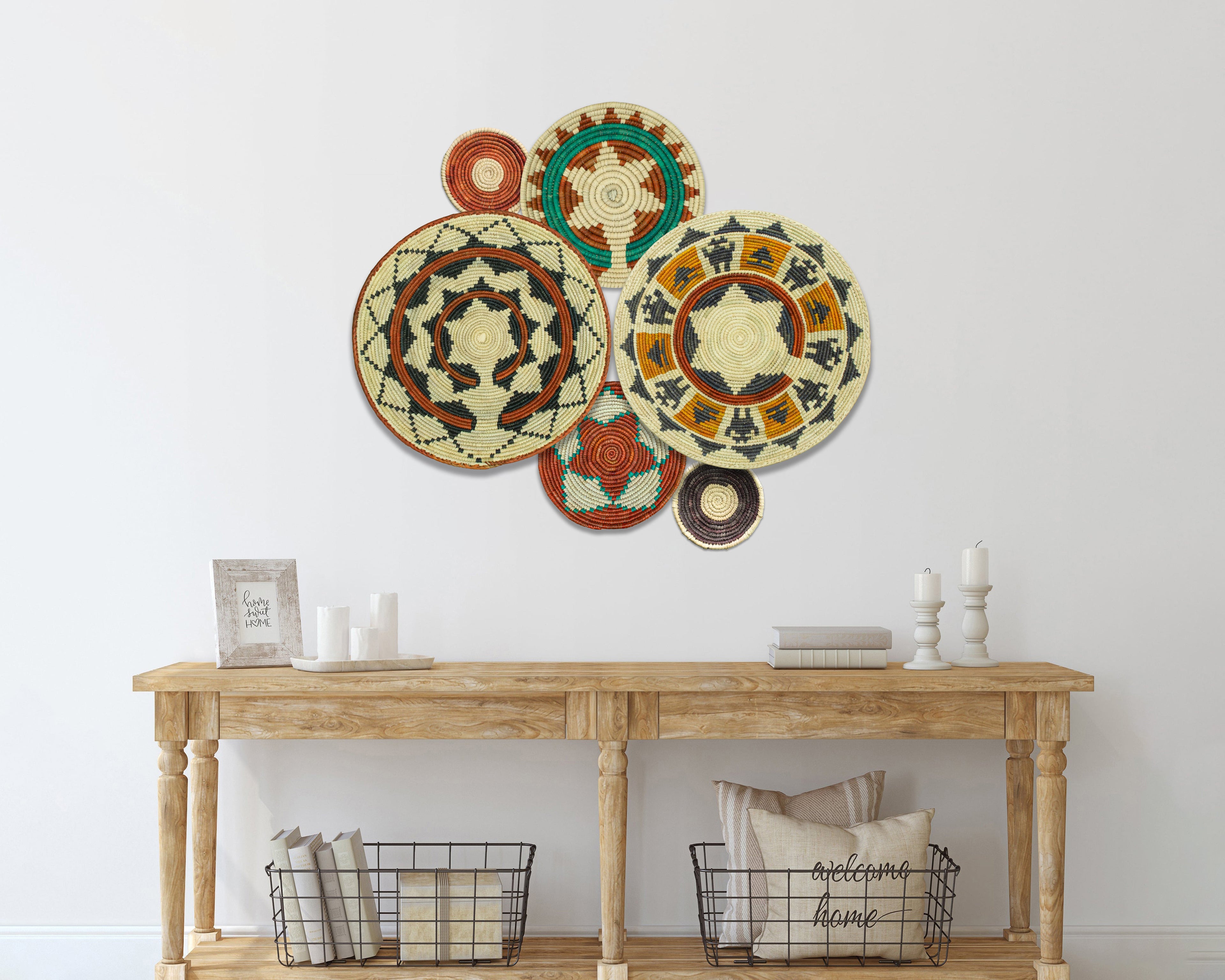 Set of 6 Handwoven wall baskets SET-287-6 N