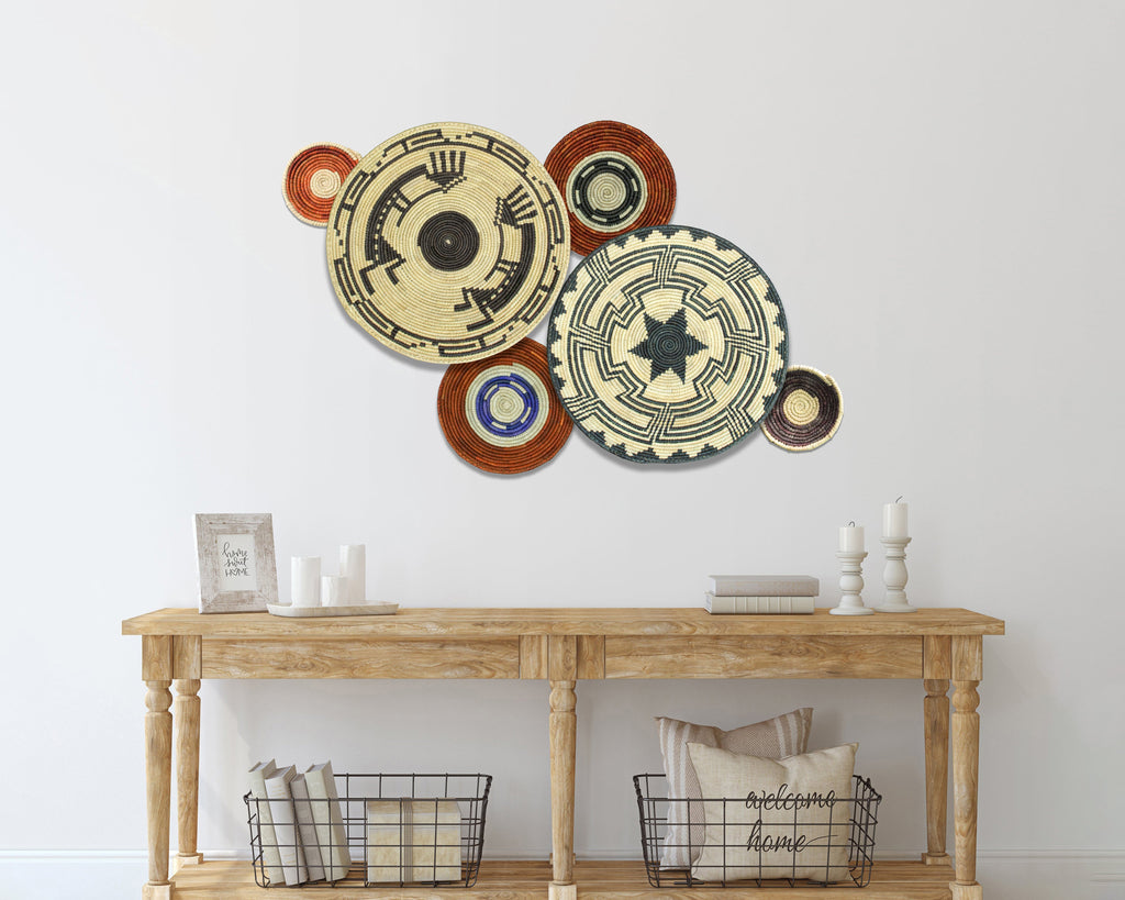 Set of 6 Handwoven wall baskets SET-284-6 N