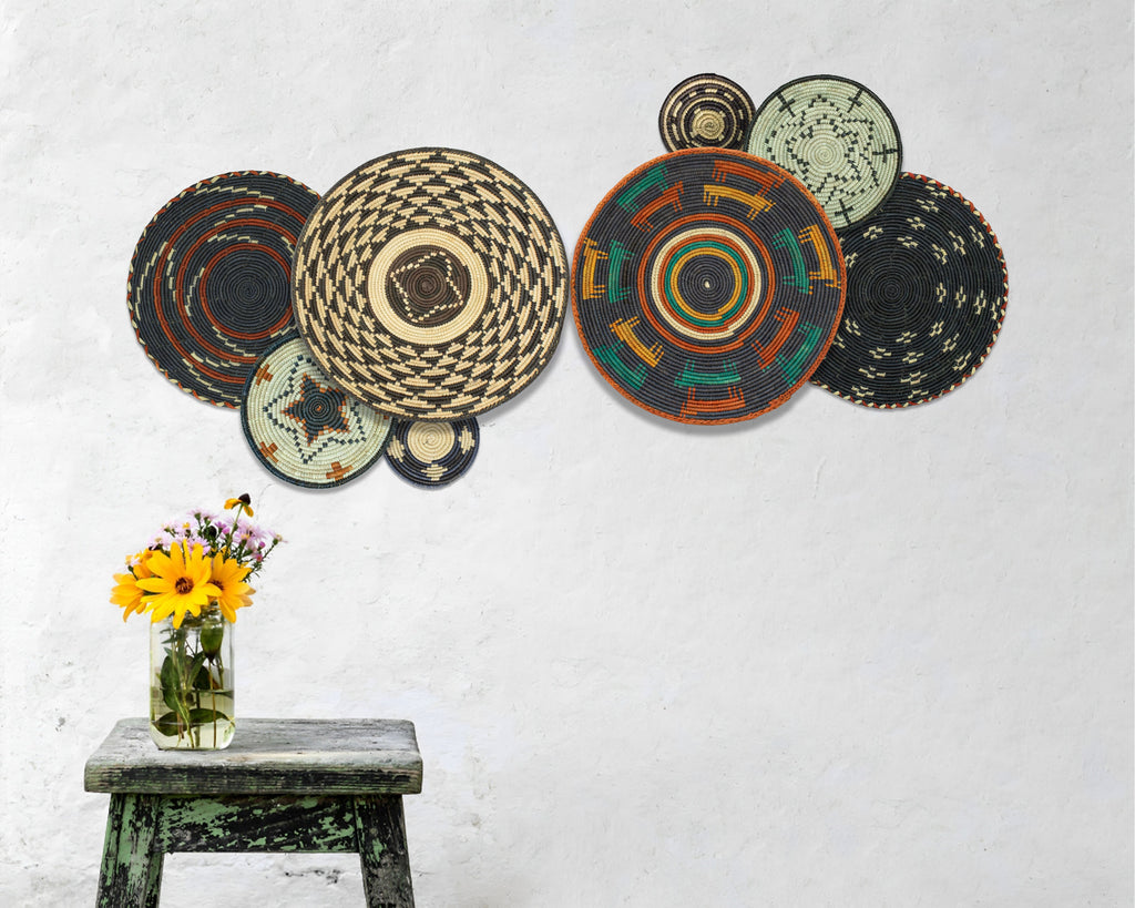 Set of 8 Handwoven wall baskets SET-255-8 N