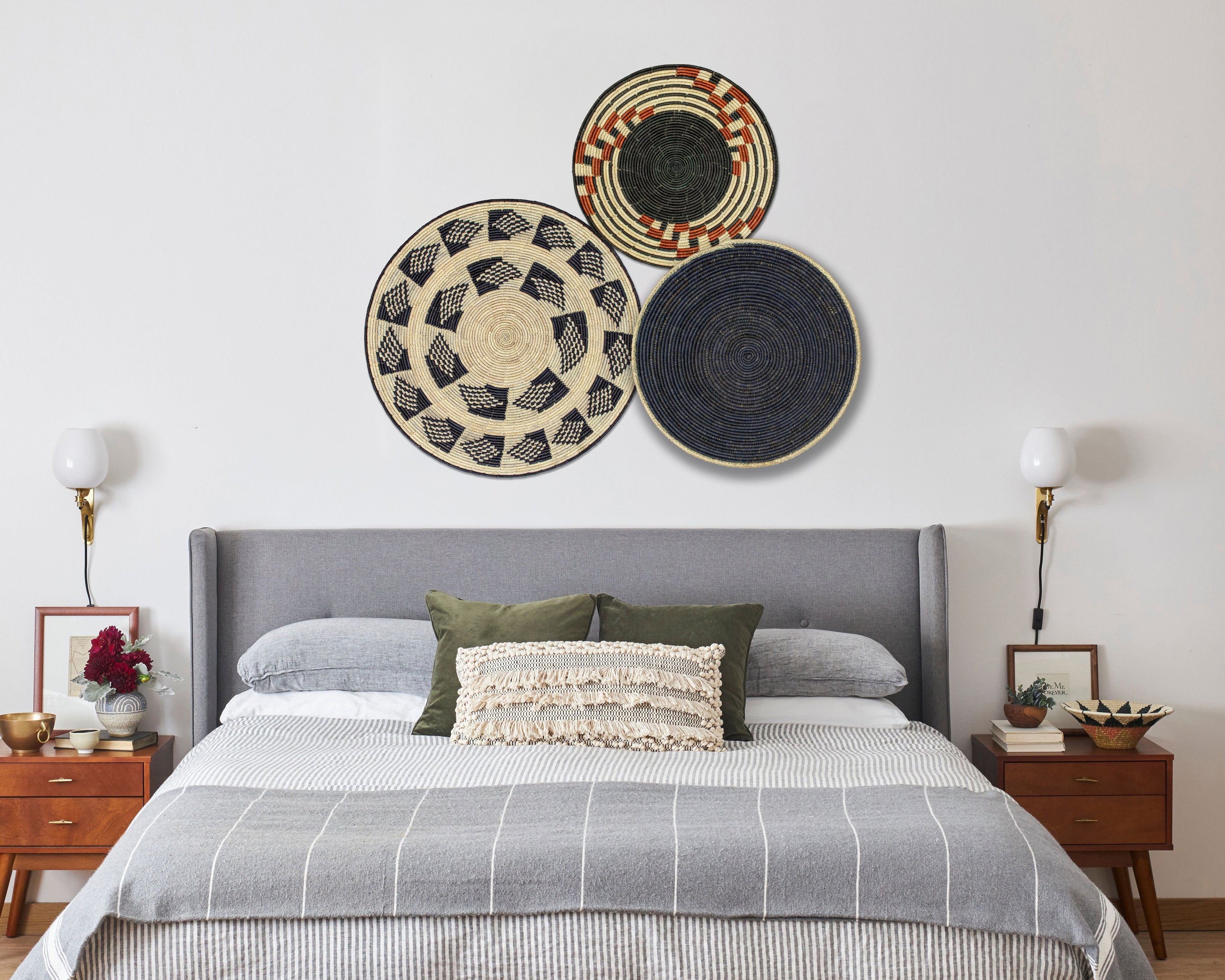 Set of 3 Handwoven wall baskets SET-201-3 N