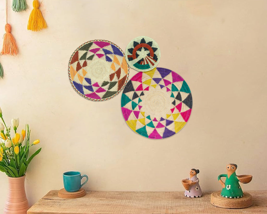 Set of 3 Handwoven wall baskets SET-204-3 N