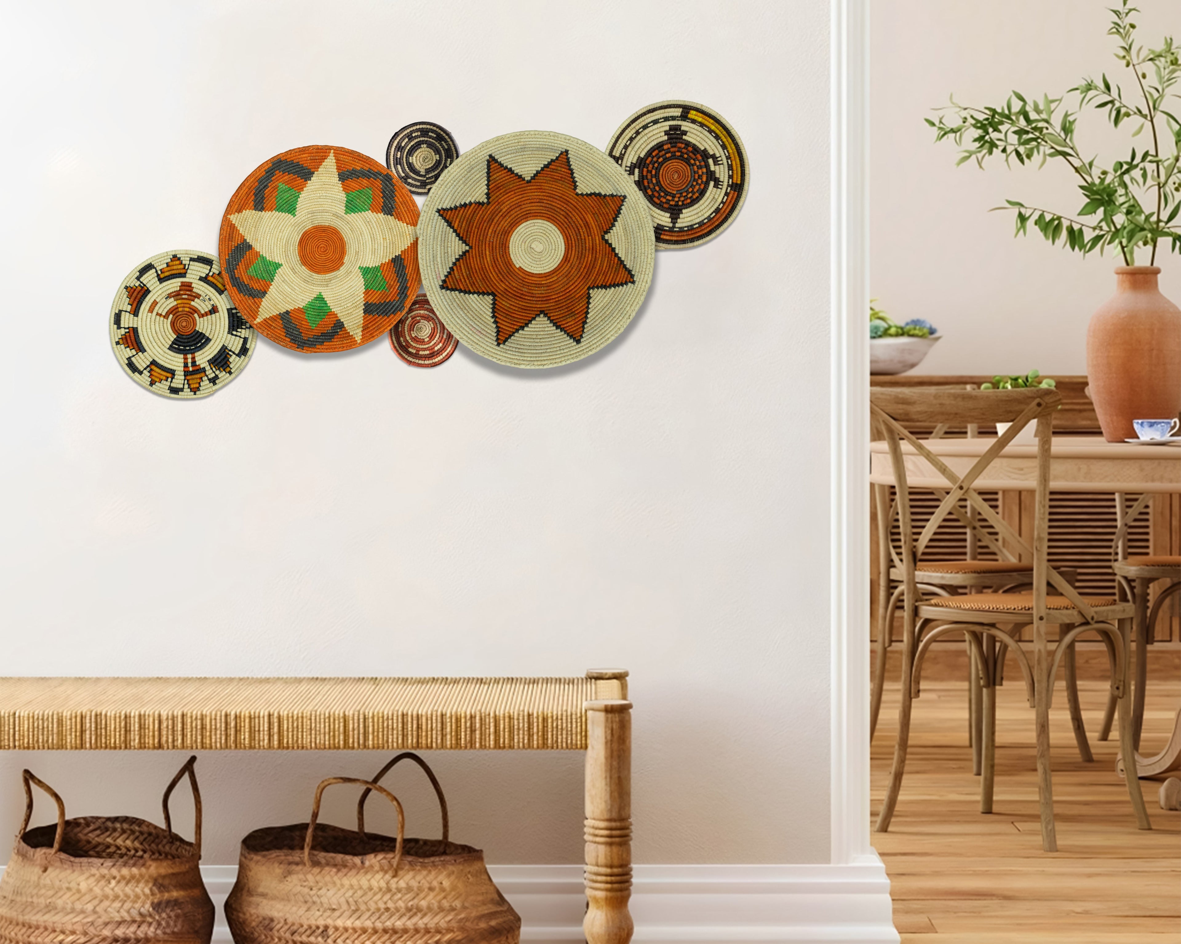 Set of 6 Handwoven wall baskets SET-300-6 N