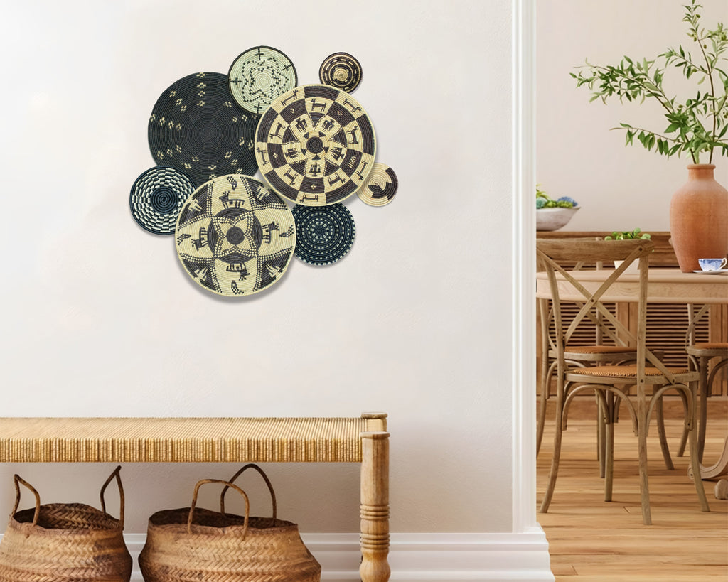 Set of 8 Handwoven wall baskets SET-361-8 N