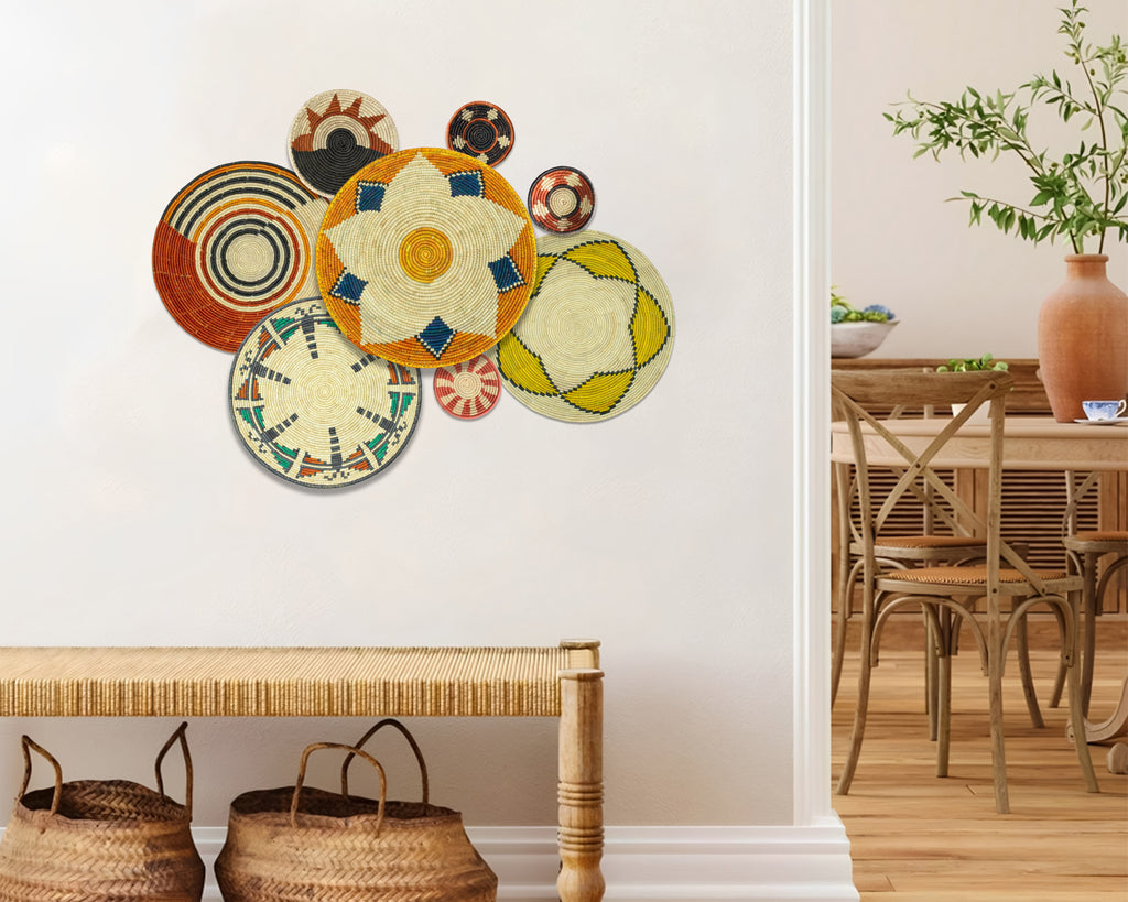 Set of 8 Handwoven wall baskets SET-334-8 N