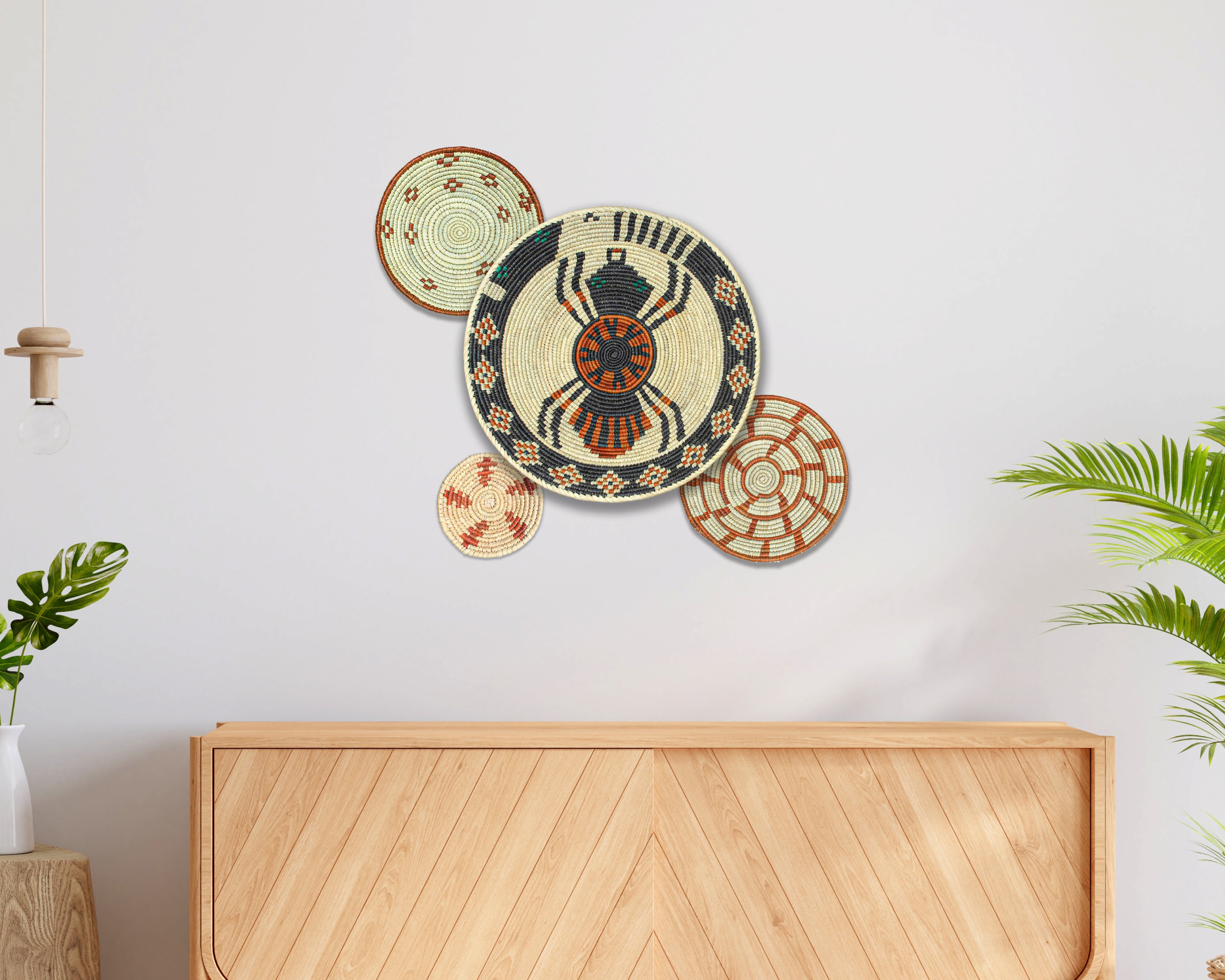 Set of 4 Handwoven wall baskets SET-235-4 N