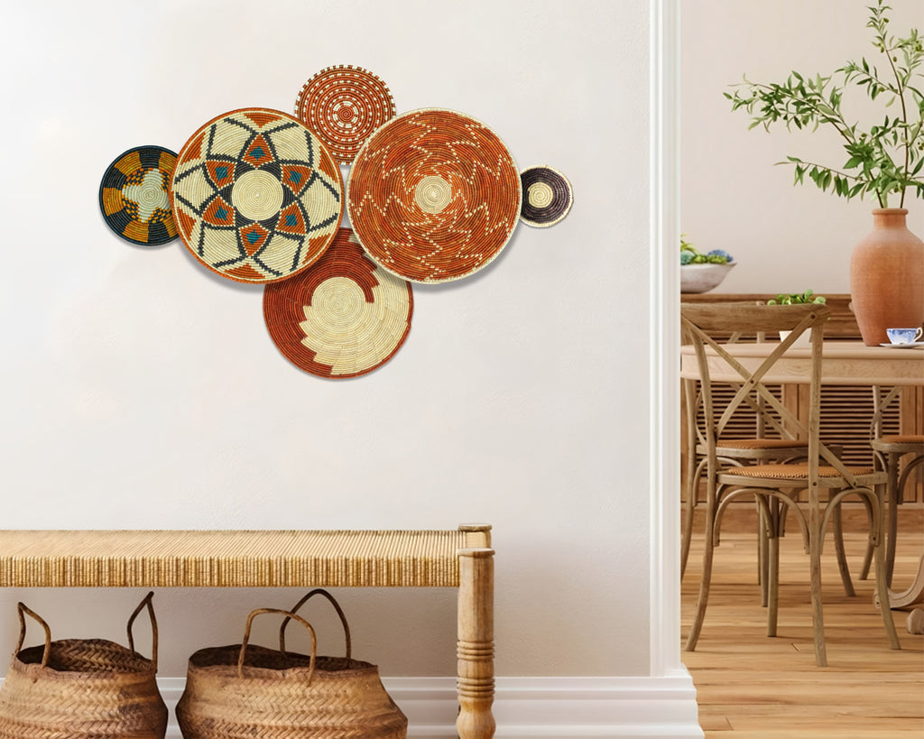 Set of 6 Handwoven wall baskets SET-399-6 N