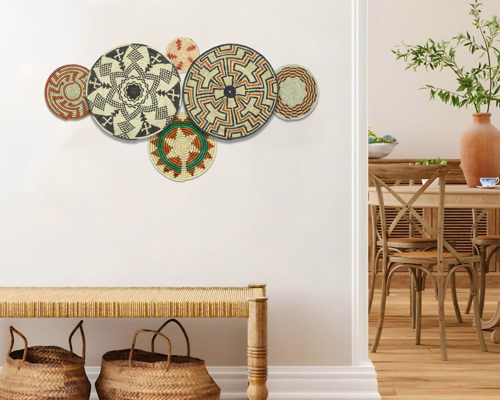 Set of 6 Handwoven wall baskets SET-295-6 N