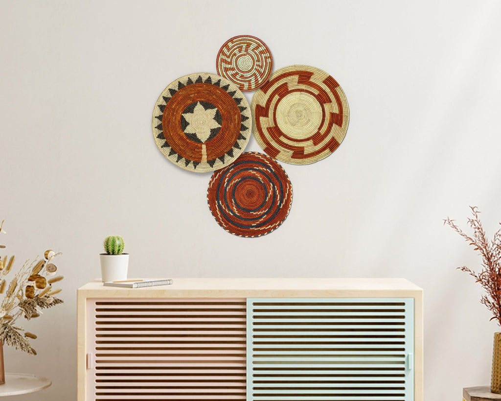 Set of 4 Handwoven wall baskets SET-226-4 N