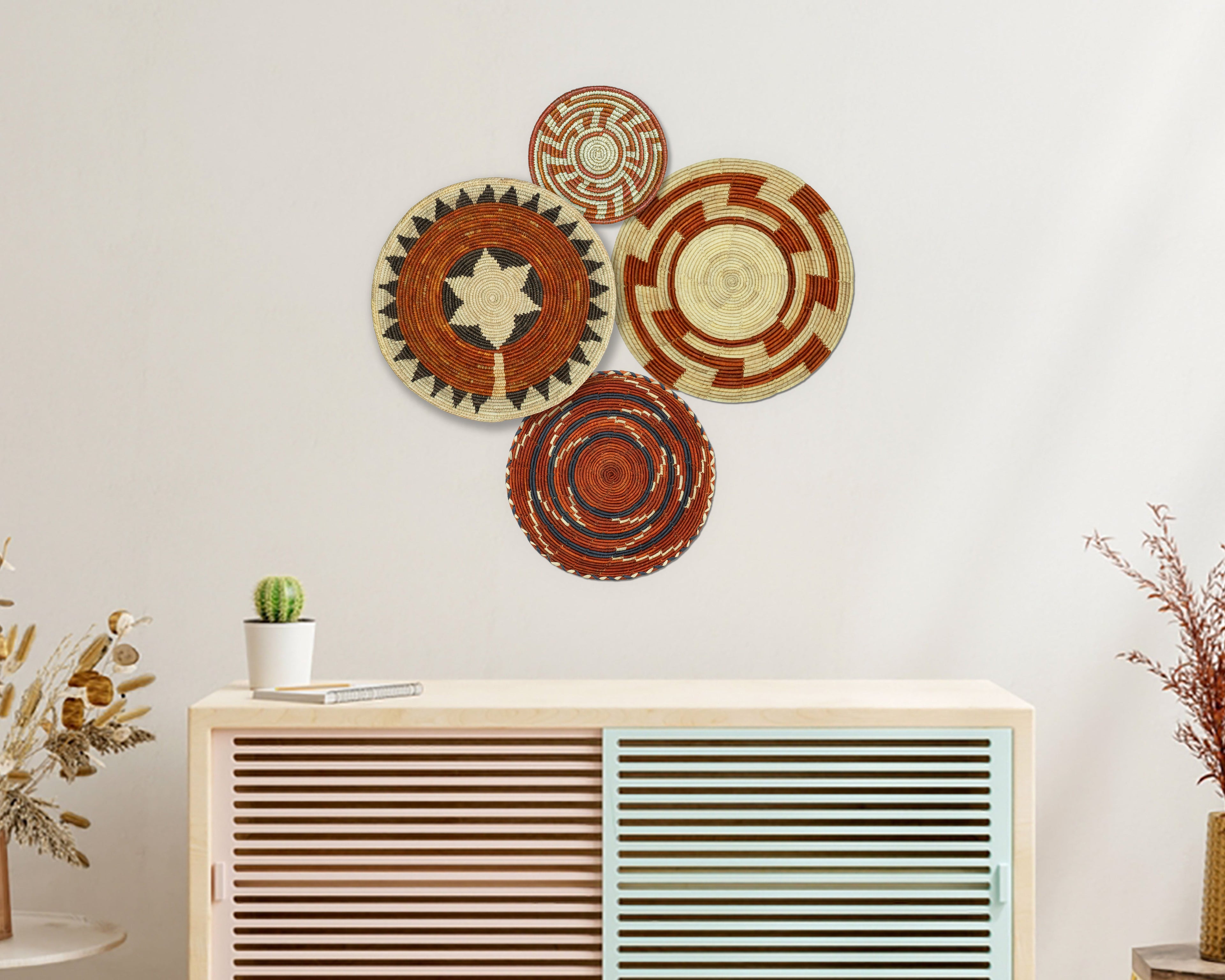 Set of 4 Handwoven wall baskets SET-226-4 N