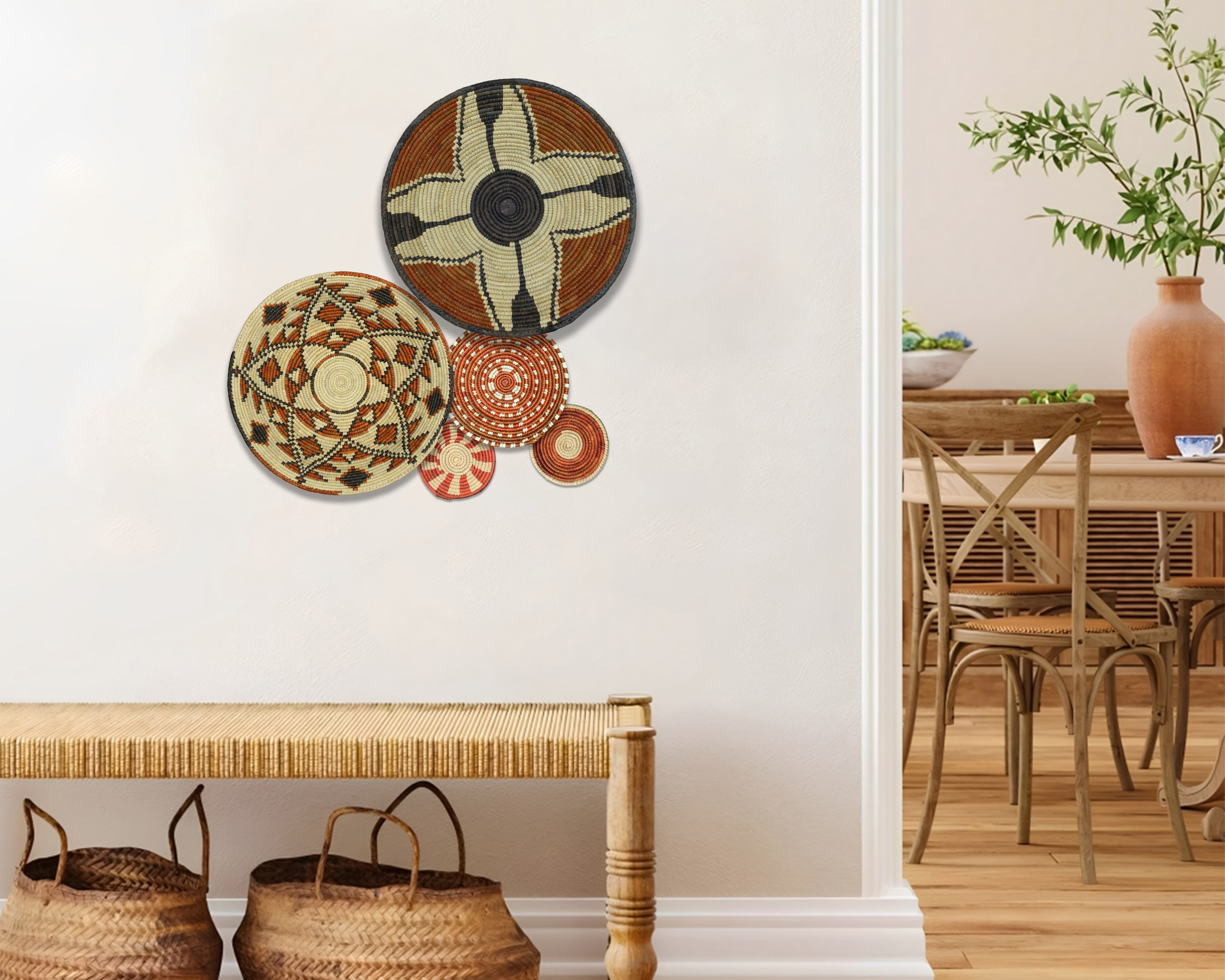 Set of 5 Handwoven wall baskets SET-70-5 N