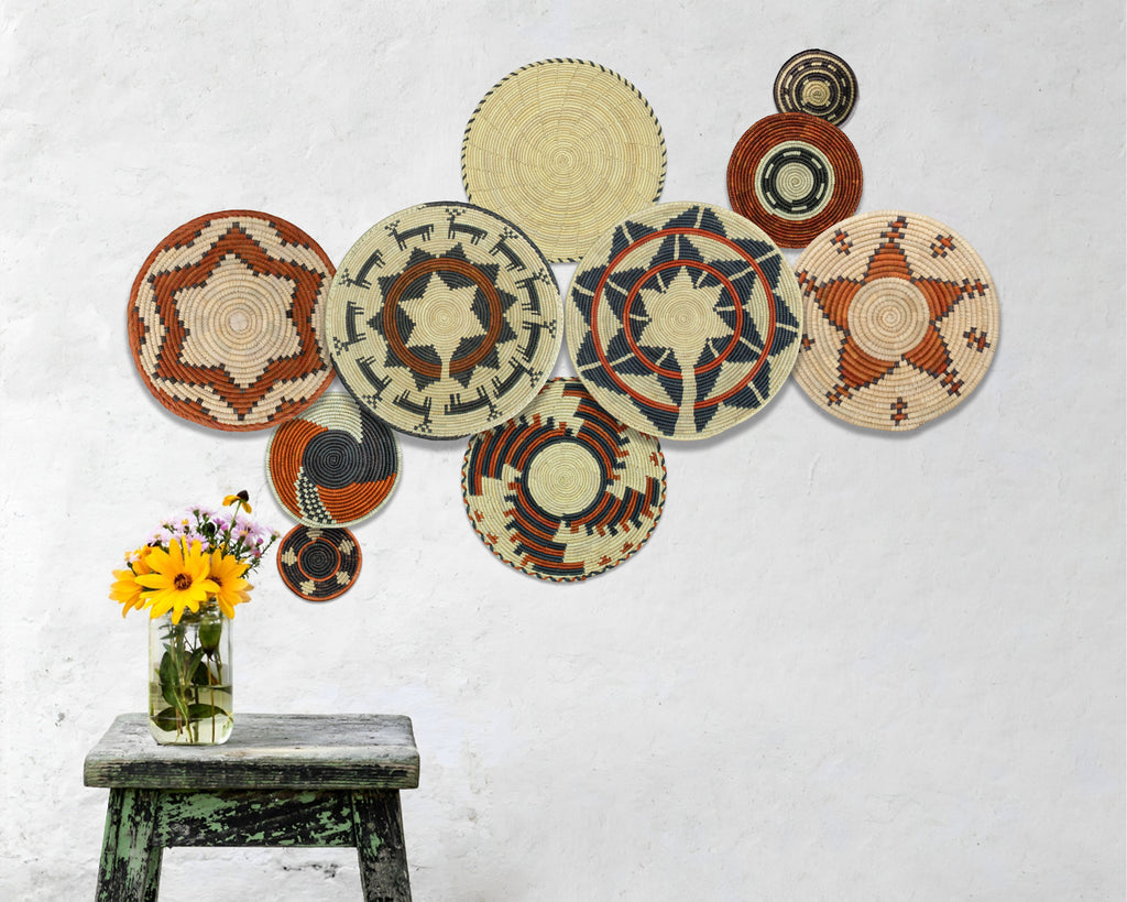 Set of 10 Handwoven wall baskets SET-404-10 N