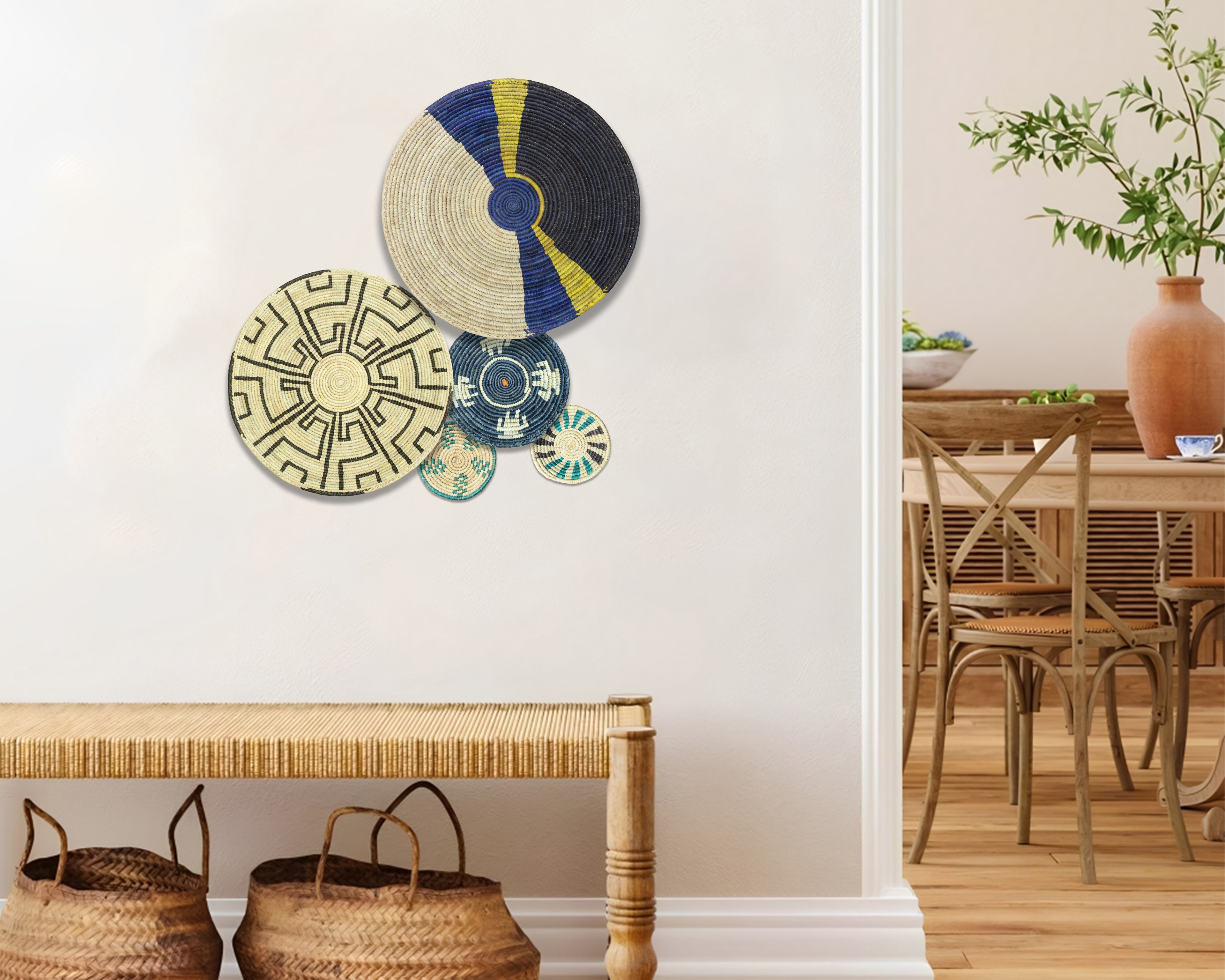 Set of 5 Handwoven wall baskets SET-69-5 N