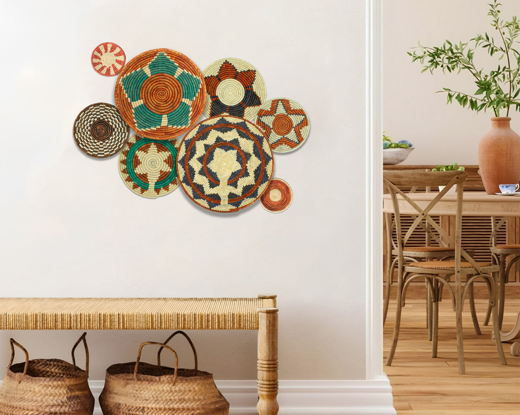 Set of 8 Handwoven wall baskets SET-337-8 N