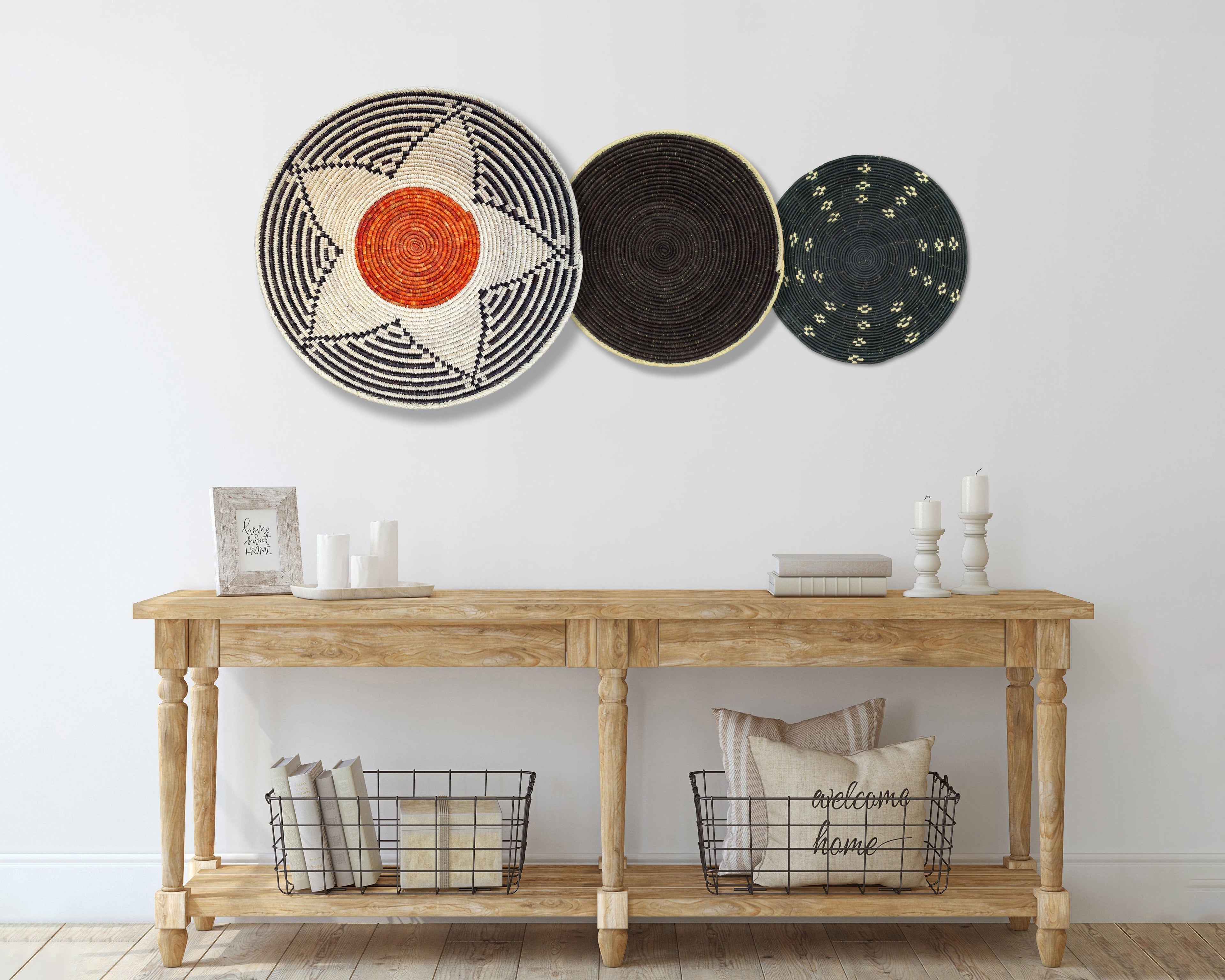 Set of 3 Handwoven wall baskets SET-205-3 N