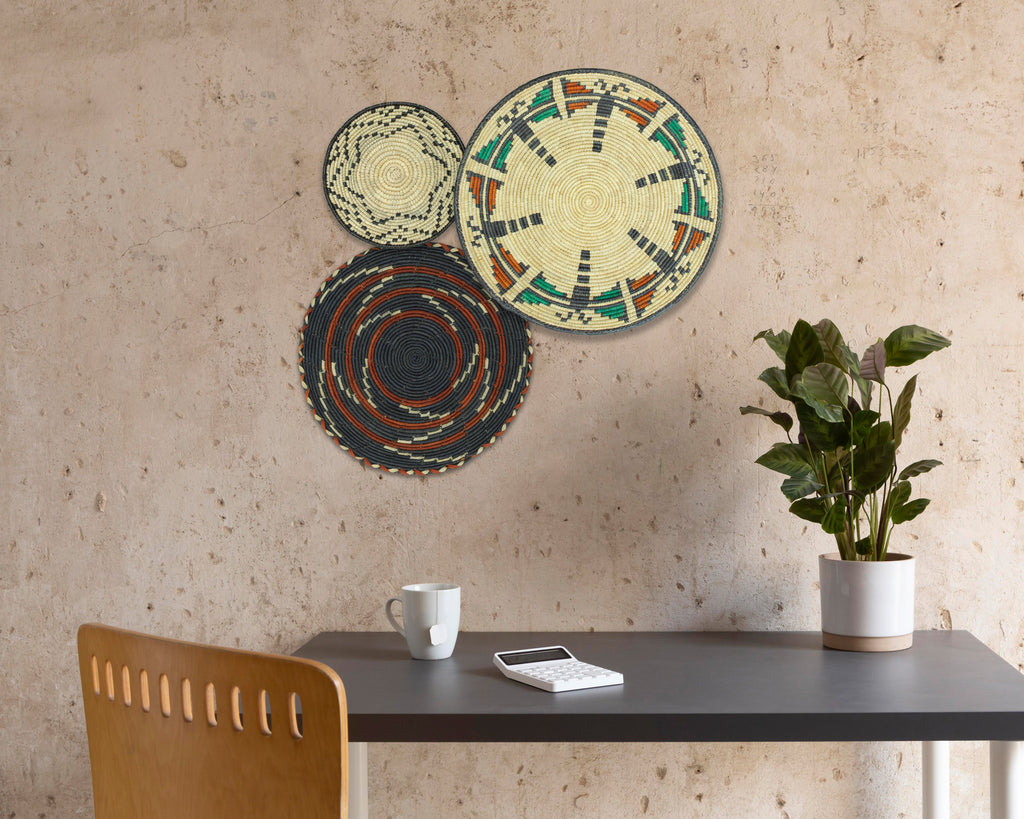 Set of 3 Handwoven wall baskets SET-213-3 N