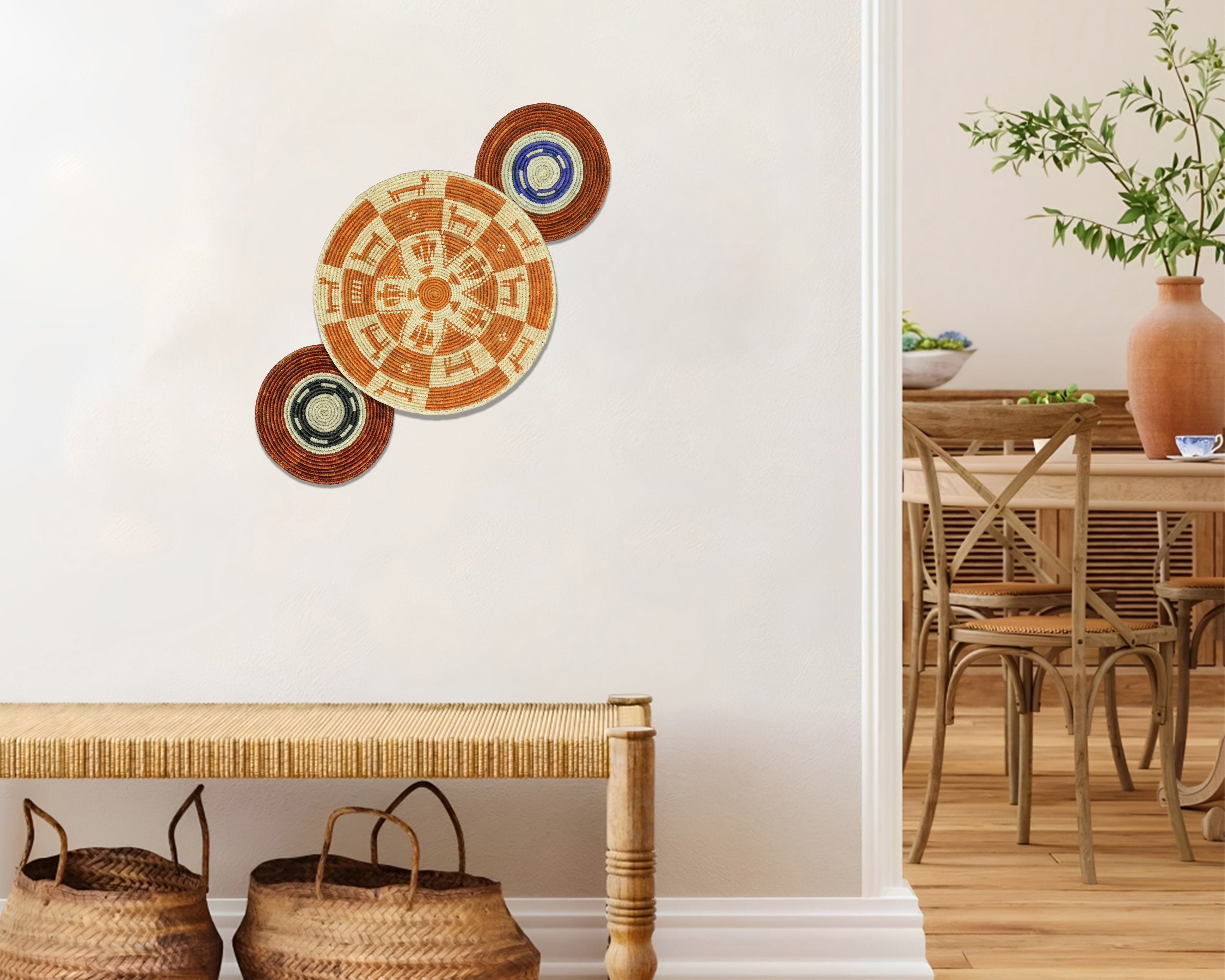 Set of 3 Handwoven wall baskets SET-214-3 N