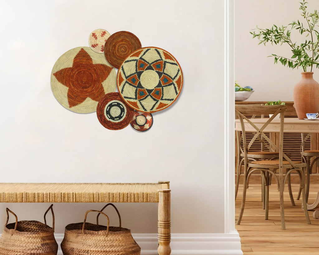 Set of 6 Handwoven wall baskets SET-379-6 N