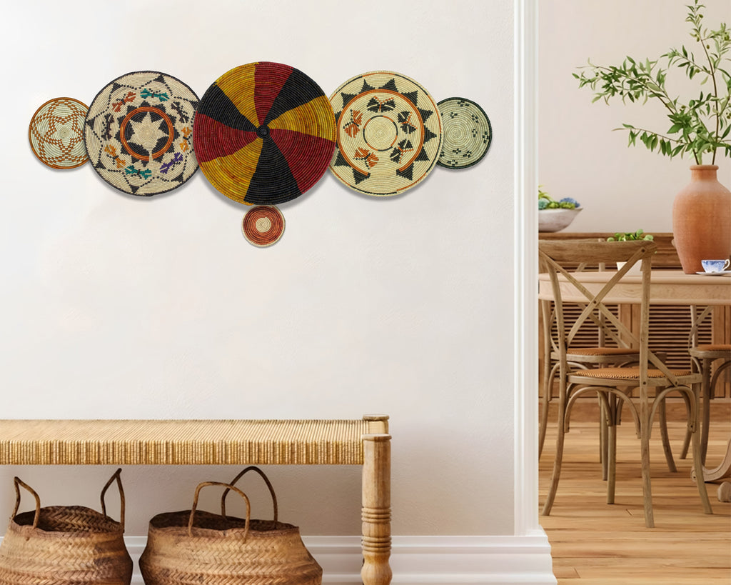 Set of 6 Handwoven wall baskets SET-298-6 N