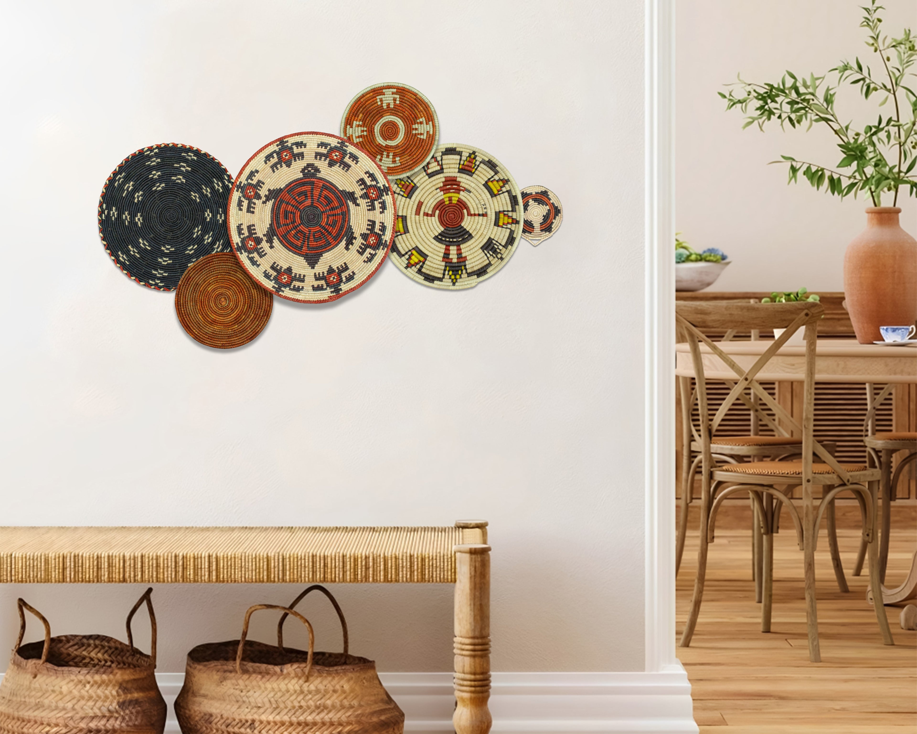 Set of 6 Handwoven wall baskets SET-289-6 N