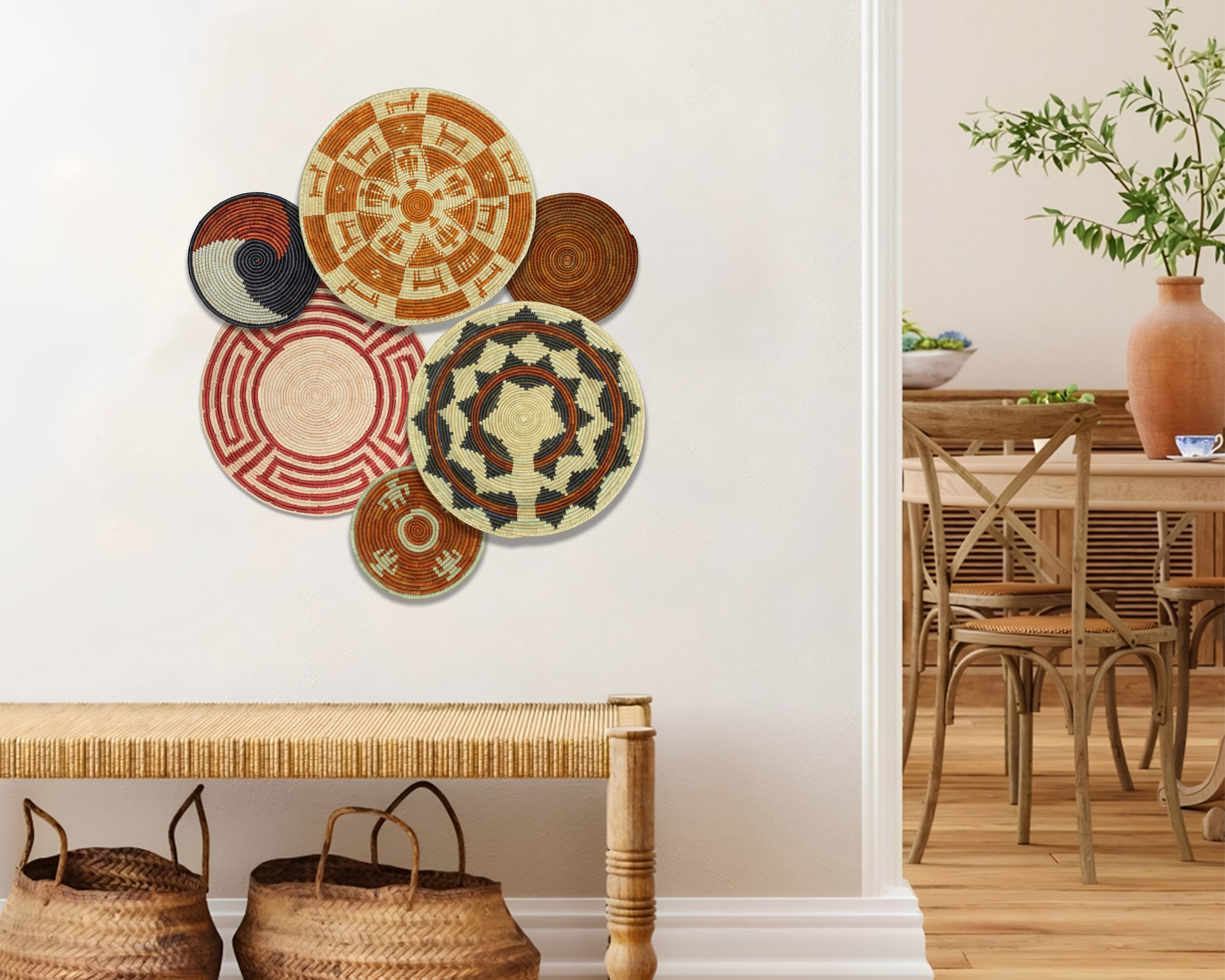 Set of 6 Handwoven wall baskets SET-291-6 N