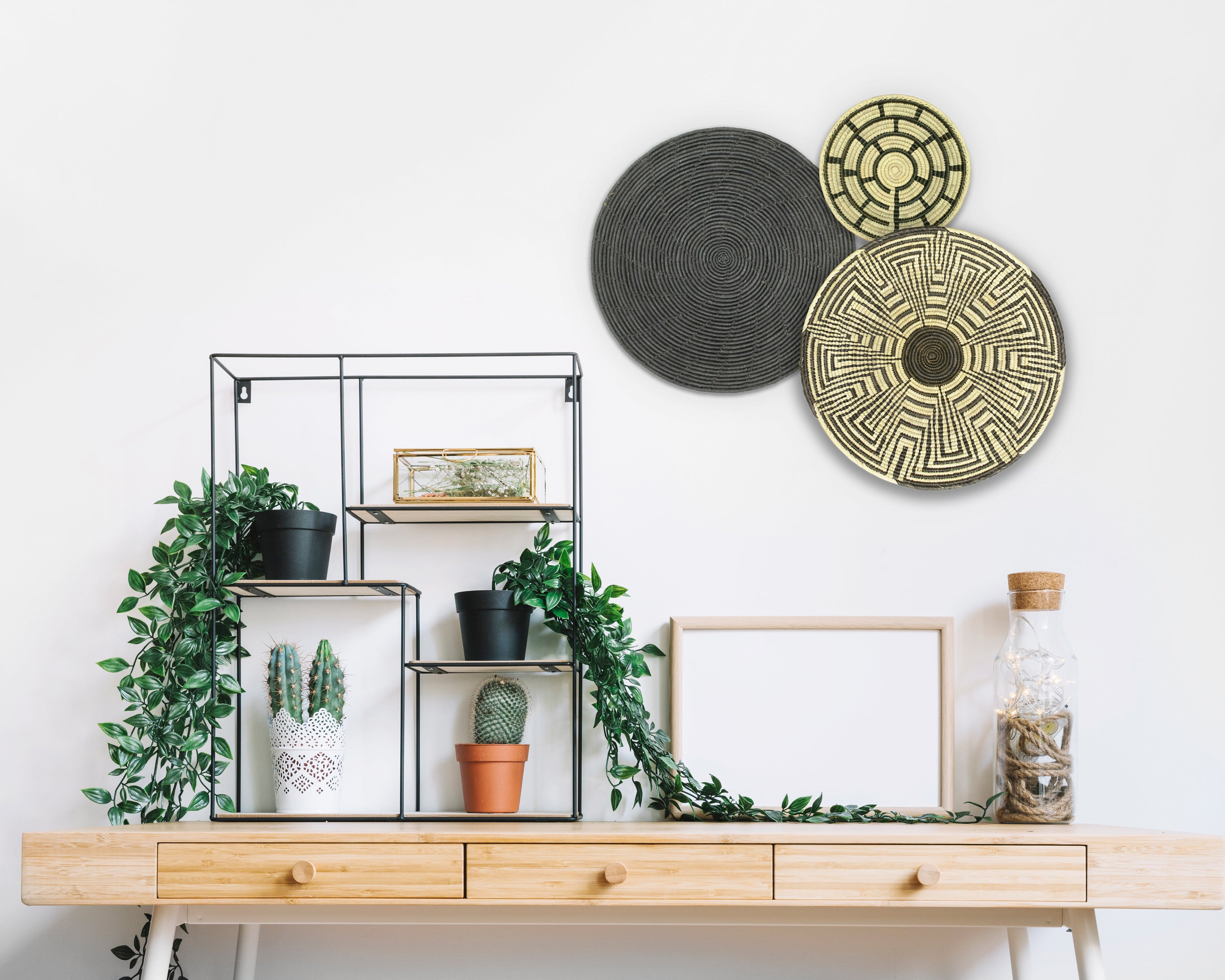 Set of 3 Handwoven wall baskets SET-207-3 N