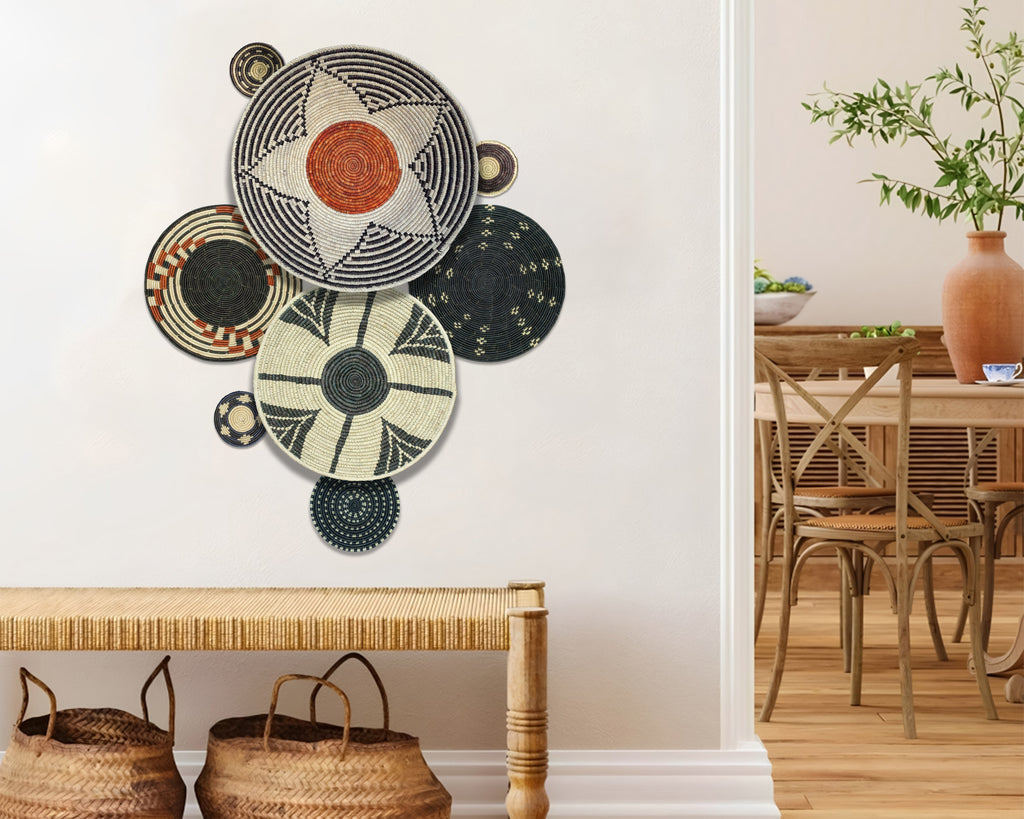 Set of 8 Handwoven wall baskets SET-331-8 N