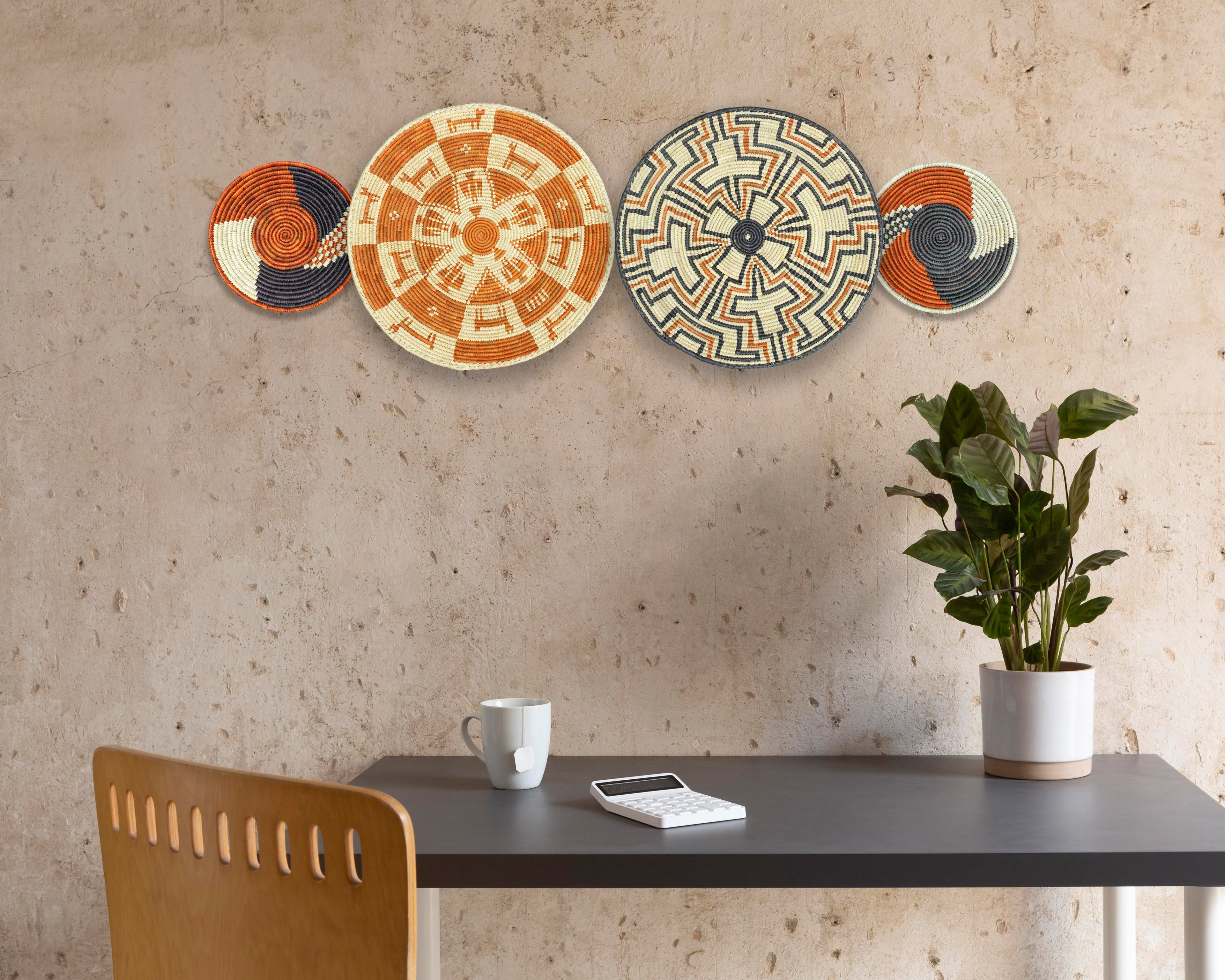 Set of 4 Handwoven wall baskets SET-229-4 N