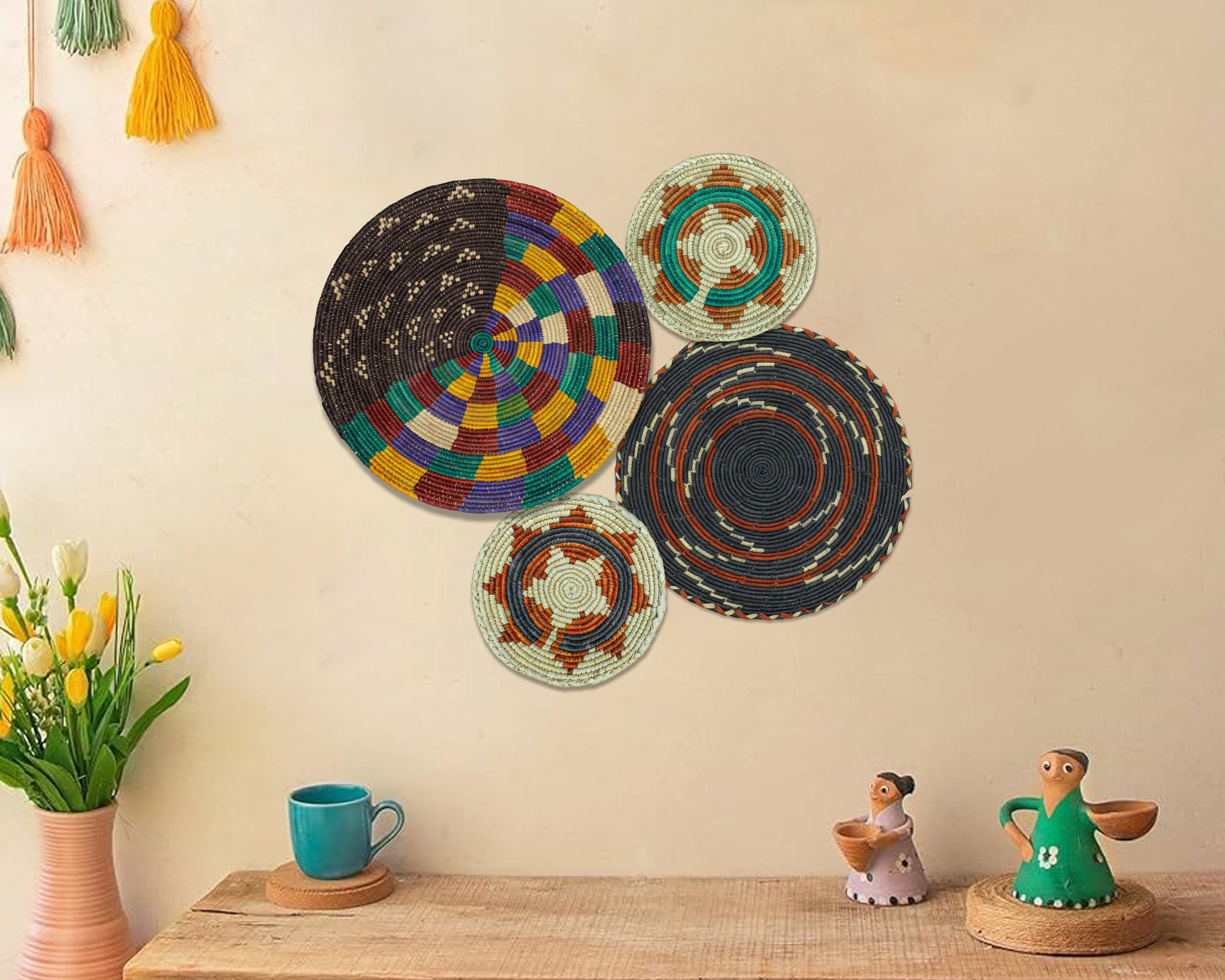 Set of 4 Handwoven wall baskets SET-238-4 N