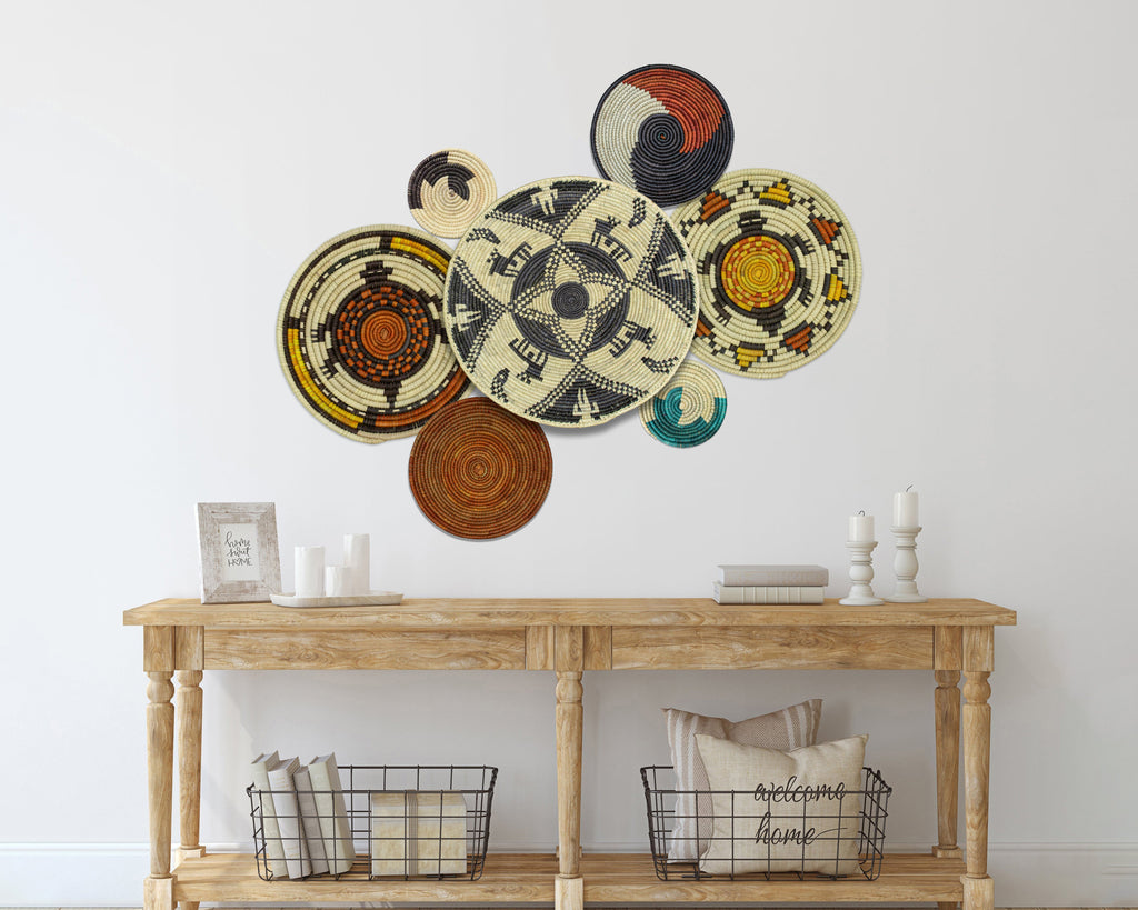 Set of 7 Handwoven wall baskets Set 304-7-N