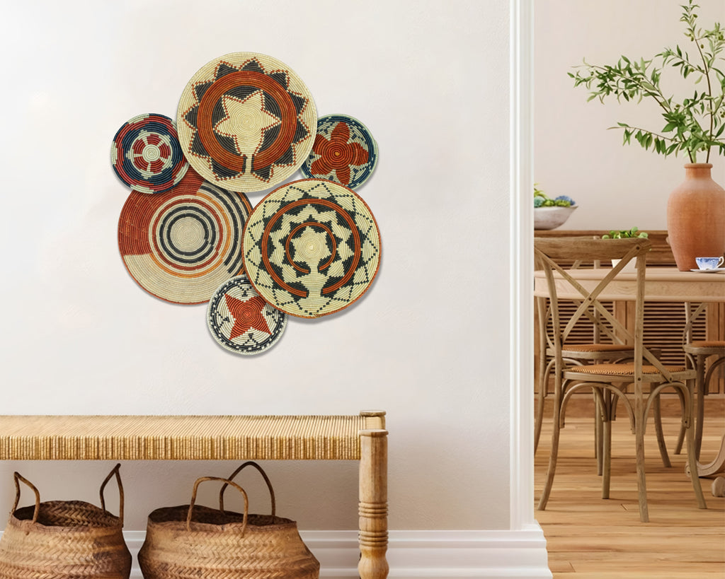 Set of 6 Handwoven wall baskets SET-292-6 N