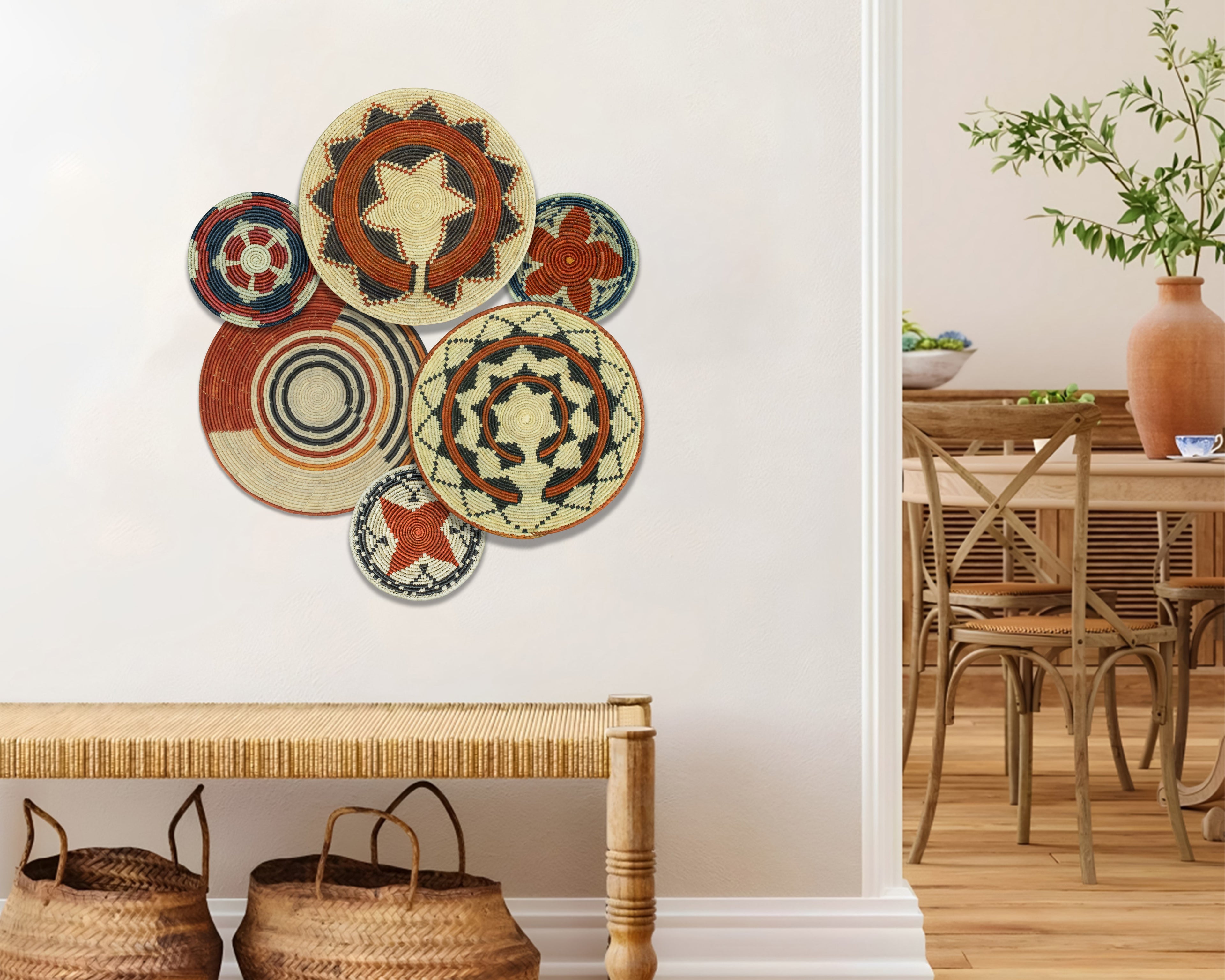 Set of 6 Handwoven wall baskets SET-292-6 N