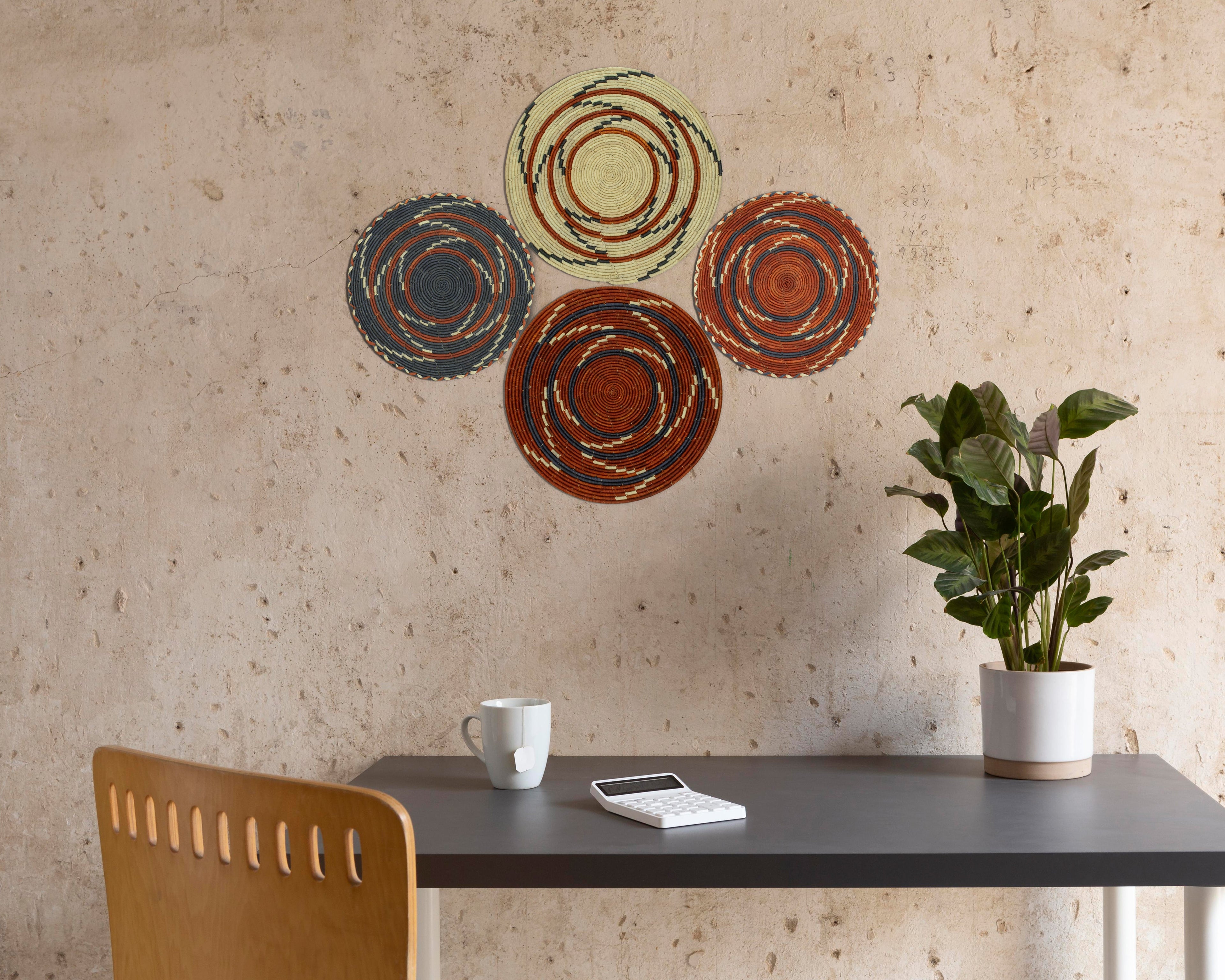 Set of 4 Handwoven wall baskets SET-228-4 N