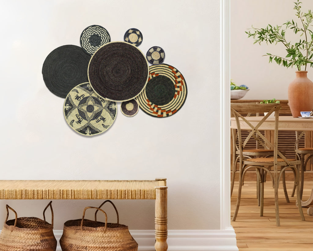 Set of 8 Handwoven wall baskets SET-336-8 N