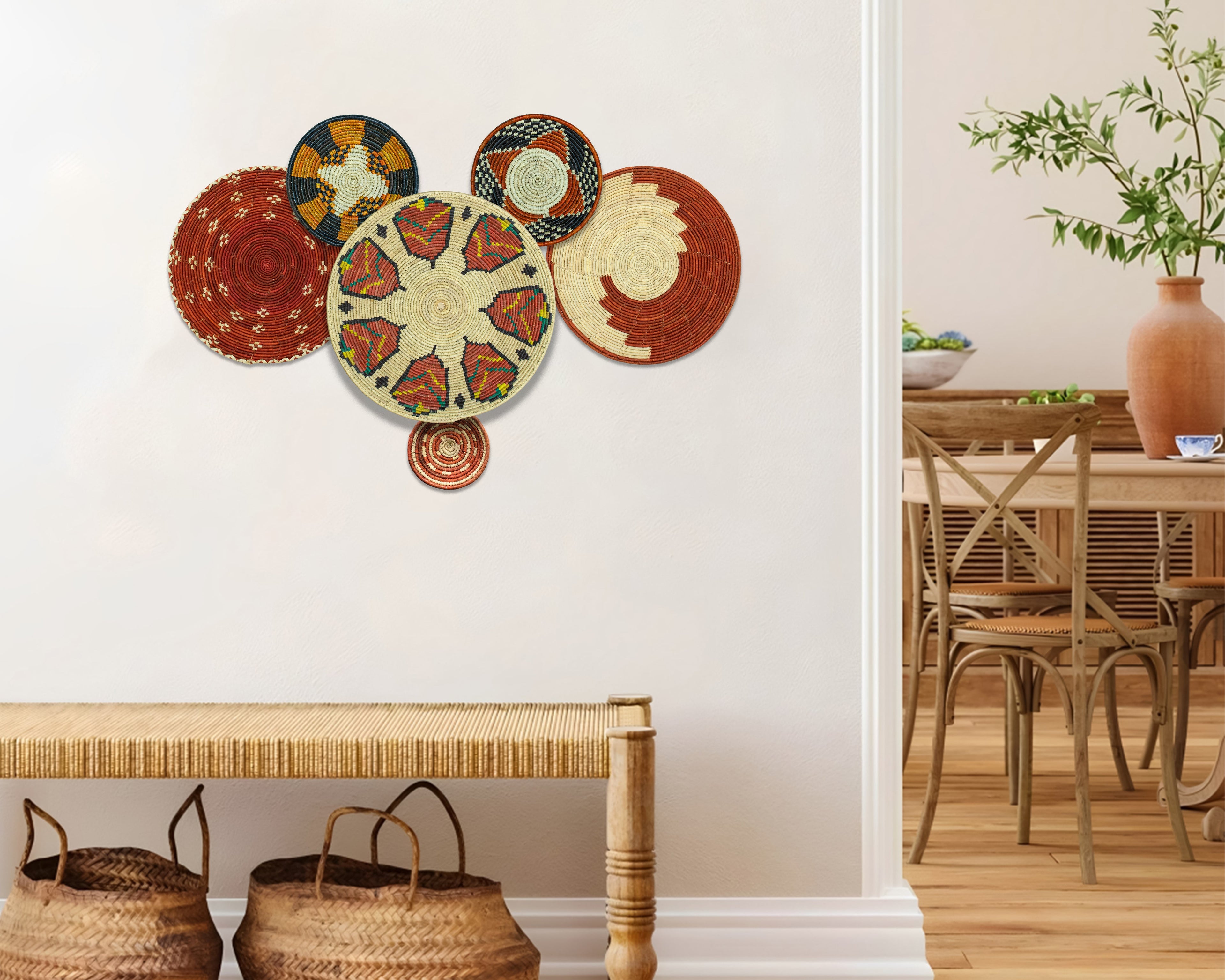 Set of 6 Handwoven wall baskets SET-388-6 N