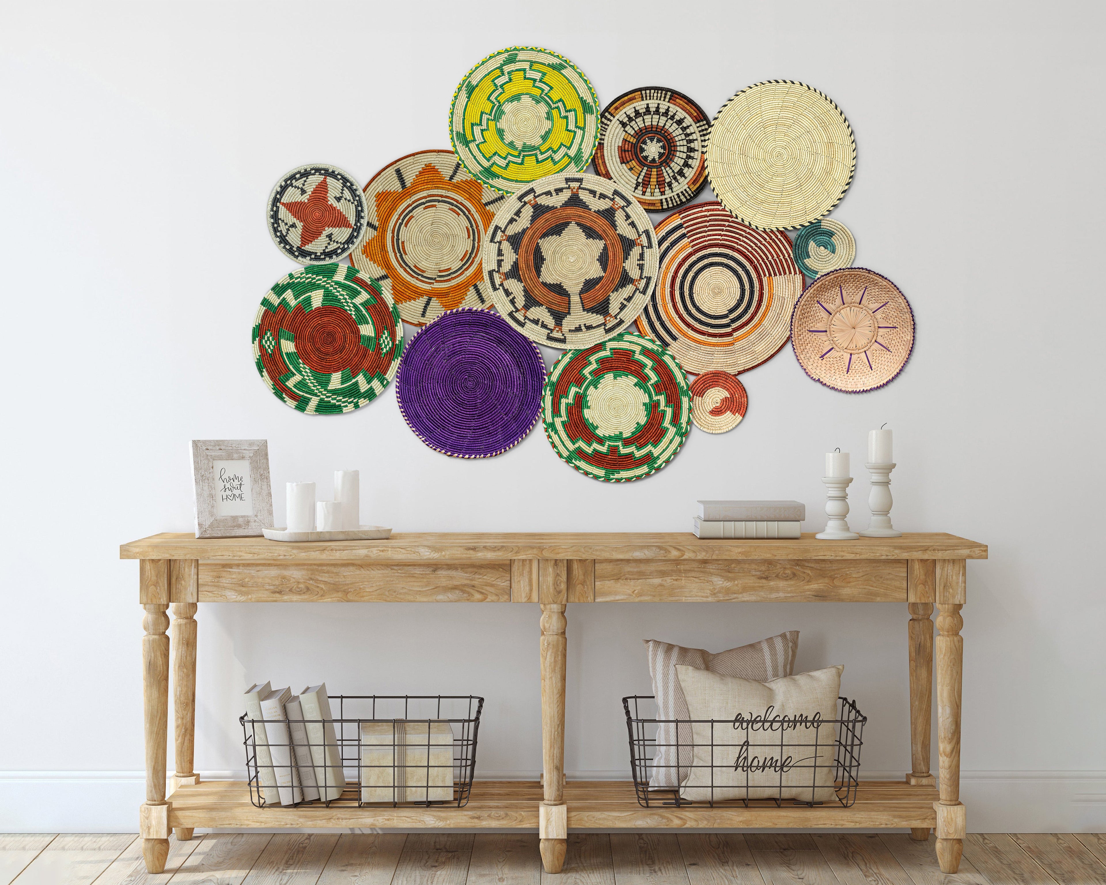 Set of 13 Handwoven wall baskets SET-154-13 N