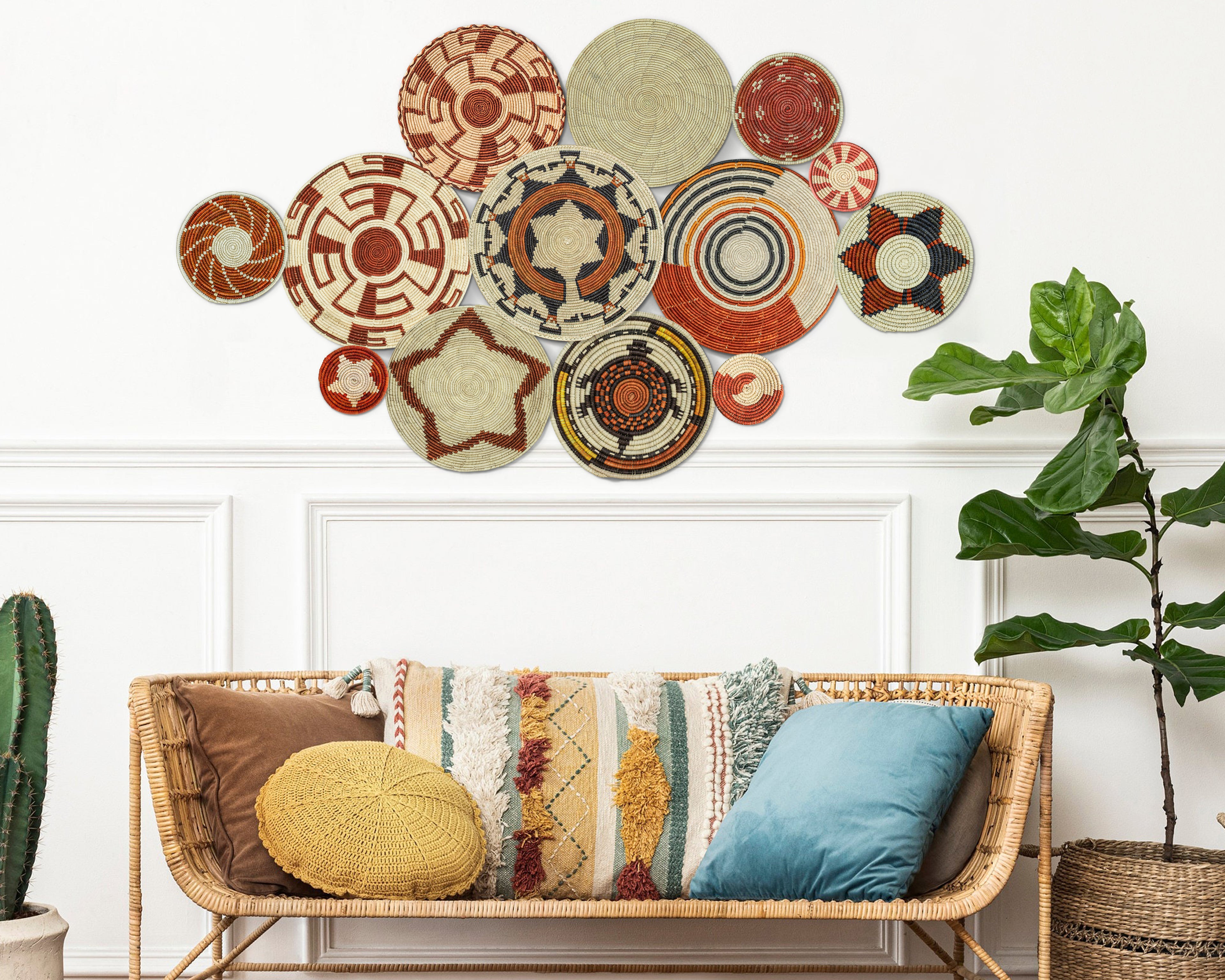Set of 13 Handwoven wall baskets SET-182-13 N
