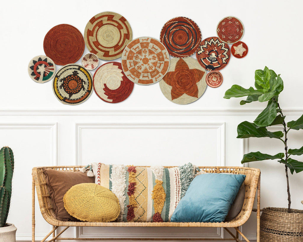 Set of 13 Handwoven wall baskets SET-181-13 N